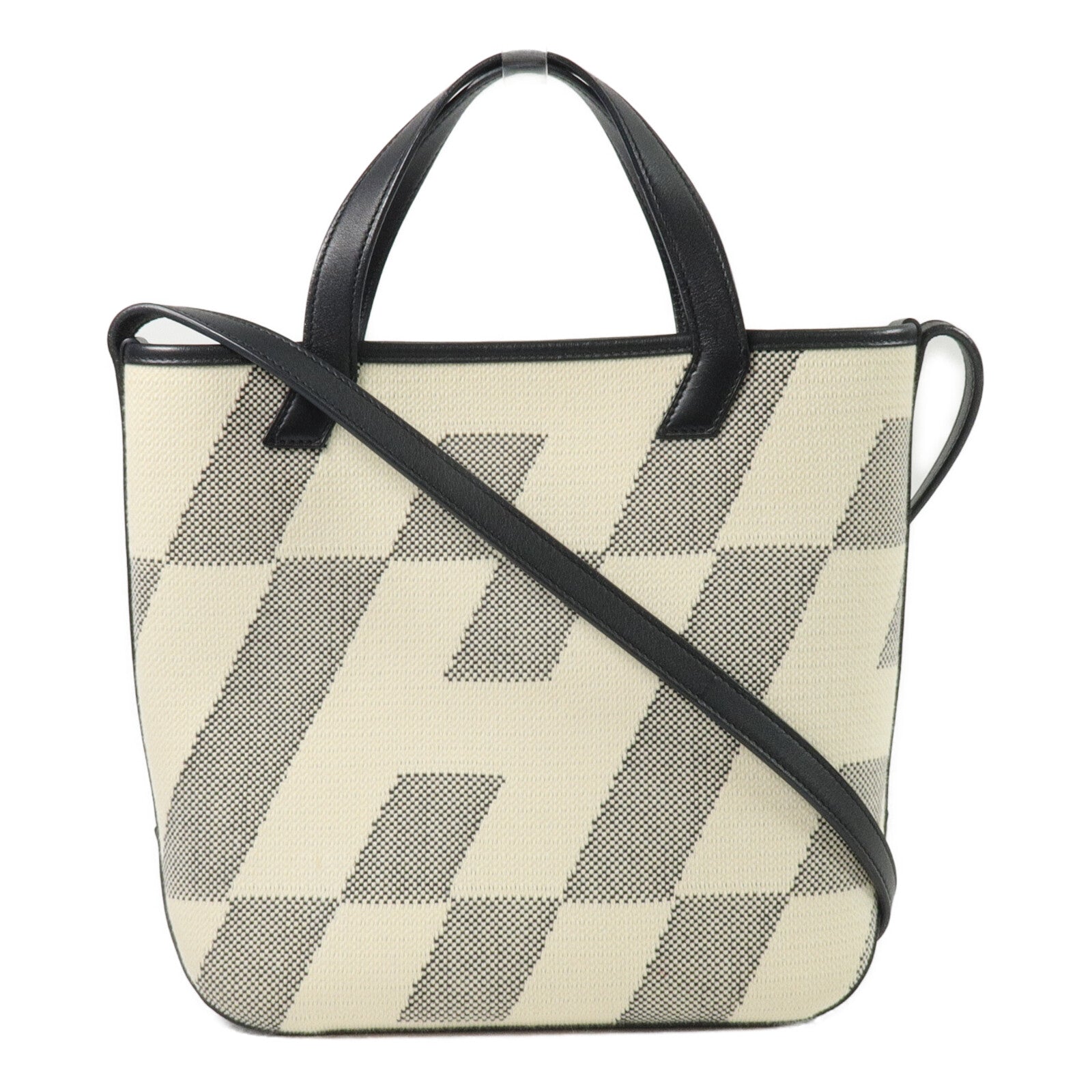 HERMES 帆布Cabas H En Biais 27手挽肩背兩用袋Noir