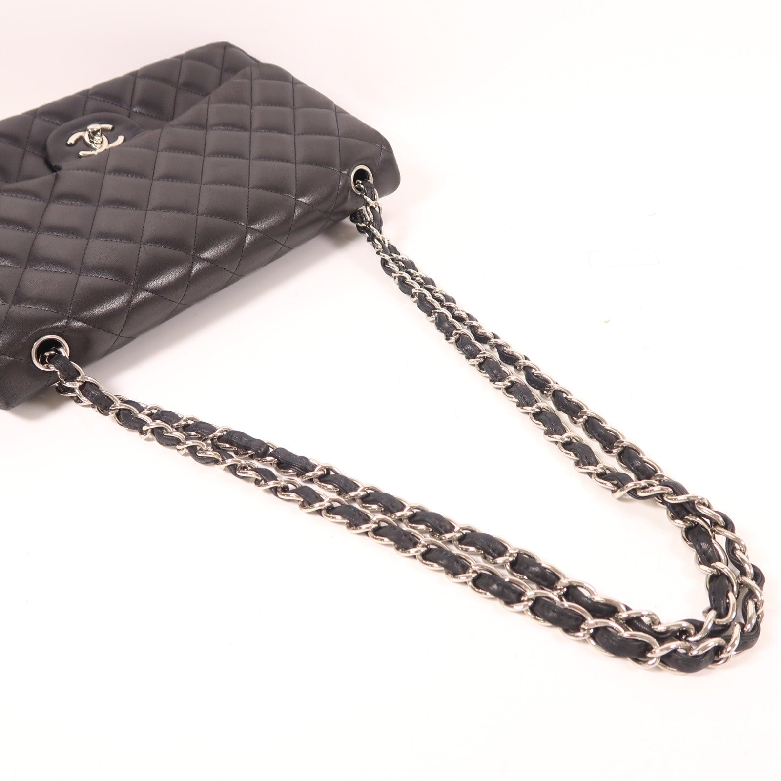 CHANEL CC SHW Large Classic Chain Shoulder Bag Lambskin Leather Black