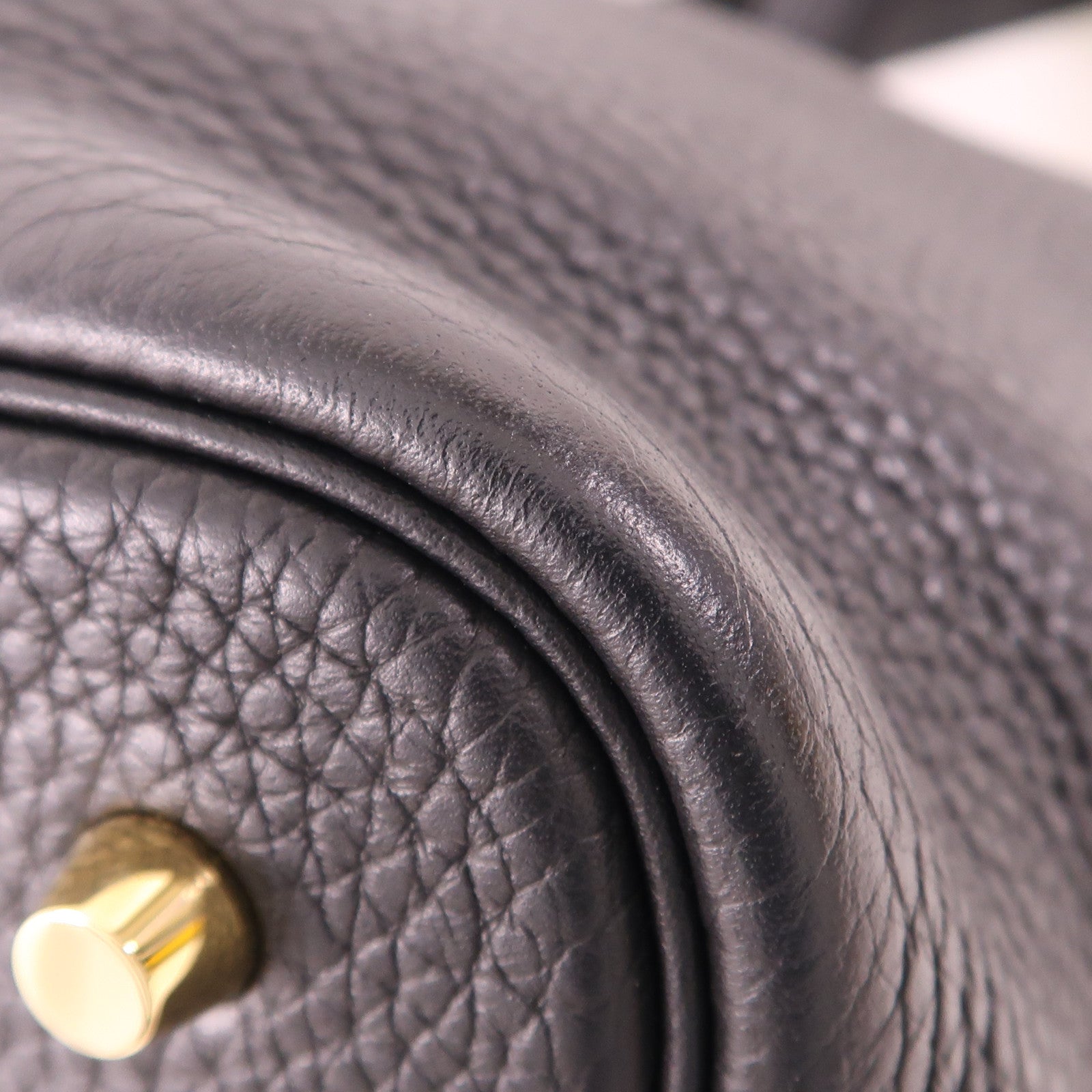 HERMES Clemence皮革Picotin MM金扣手挽袋89 Noir