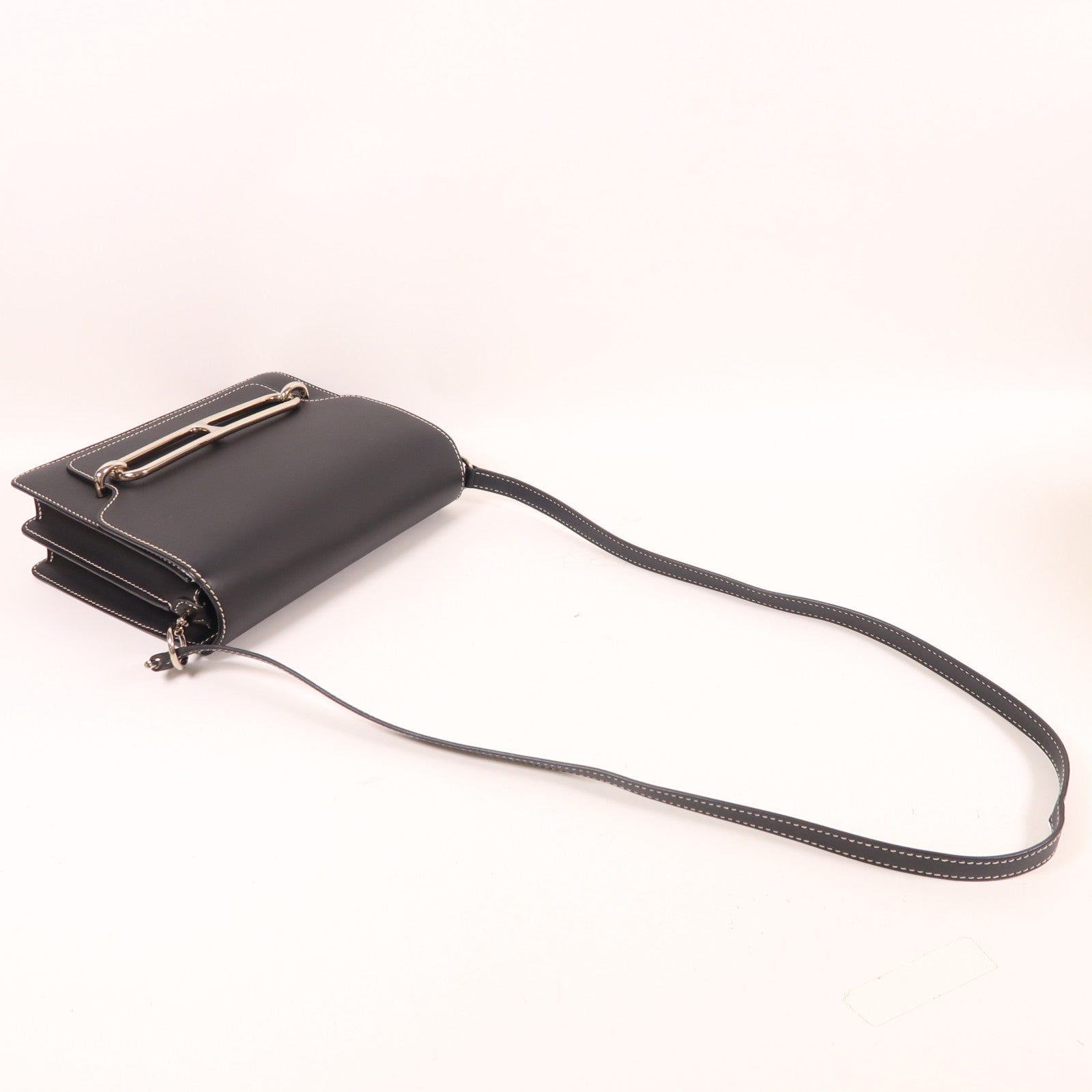 HERMES Evercolor皮革Roulis 23銀扣肩背袋Noir