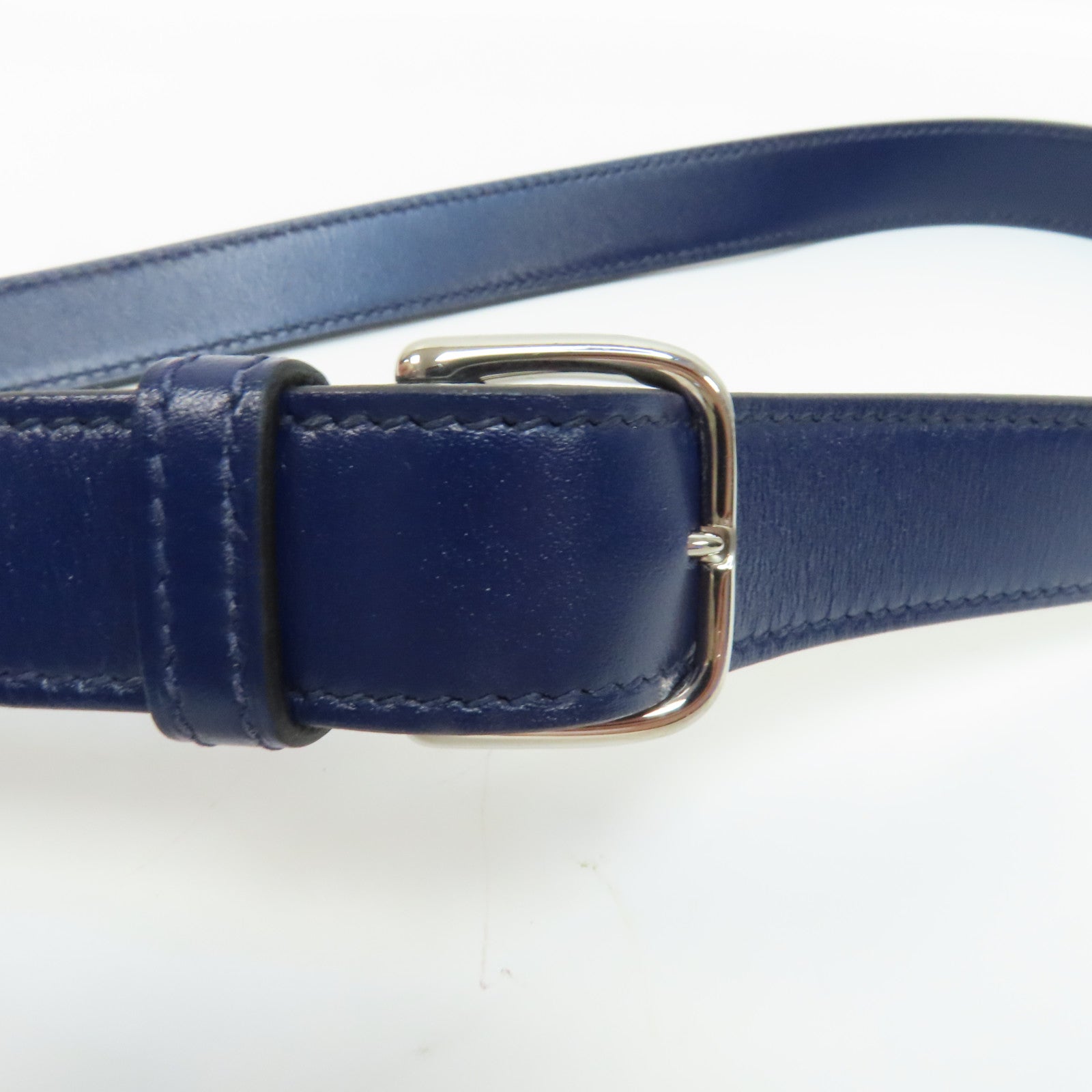 HERMES 【激減優惠】Tadelakt皮革Della Cavalleria Mini銀扣肩背袋Bleu Saphir/藍色