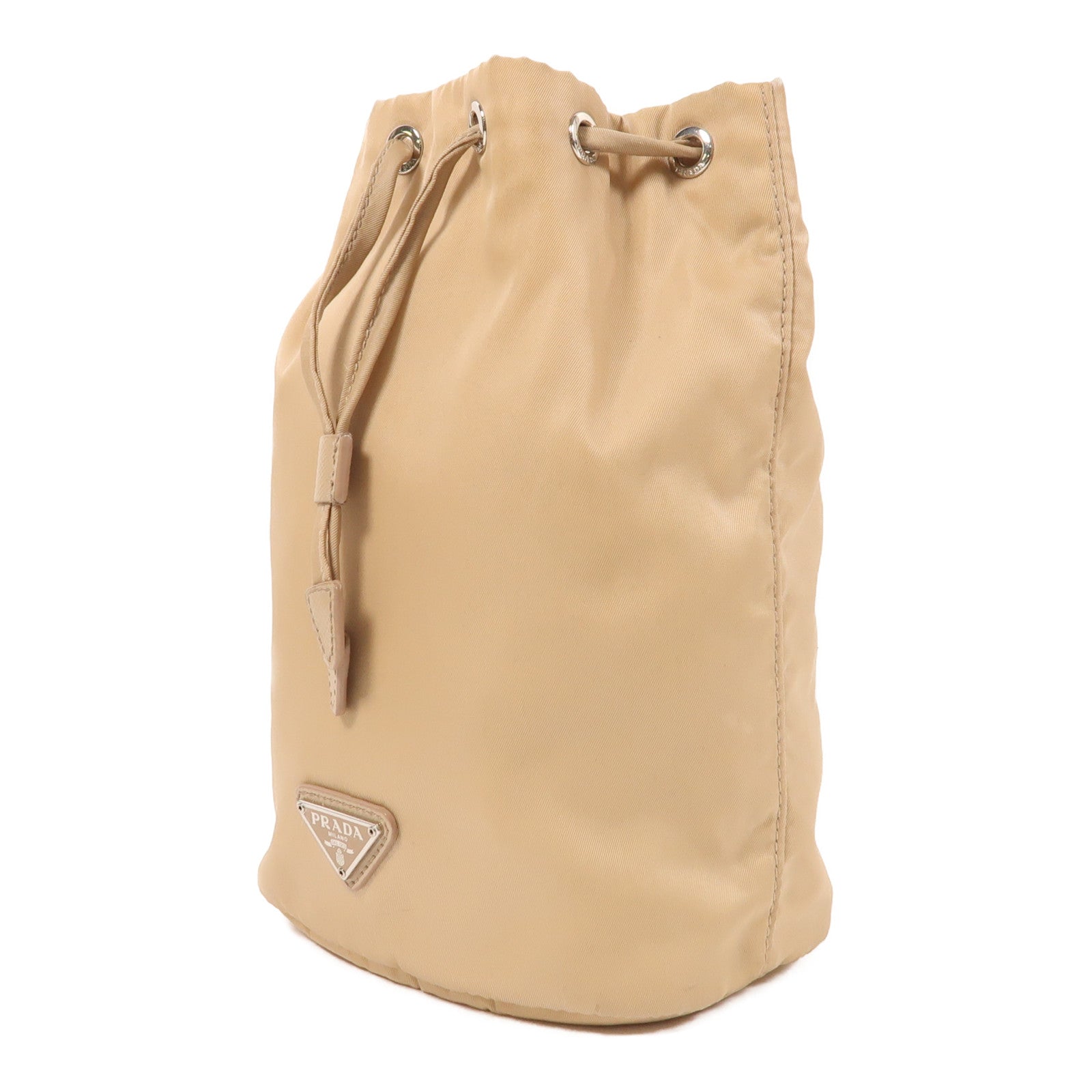 PRADA 尼龍Bucket Bag銀扣手拿包