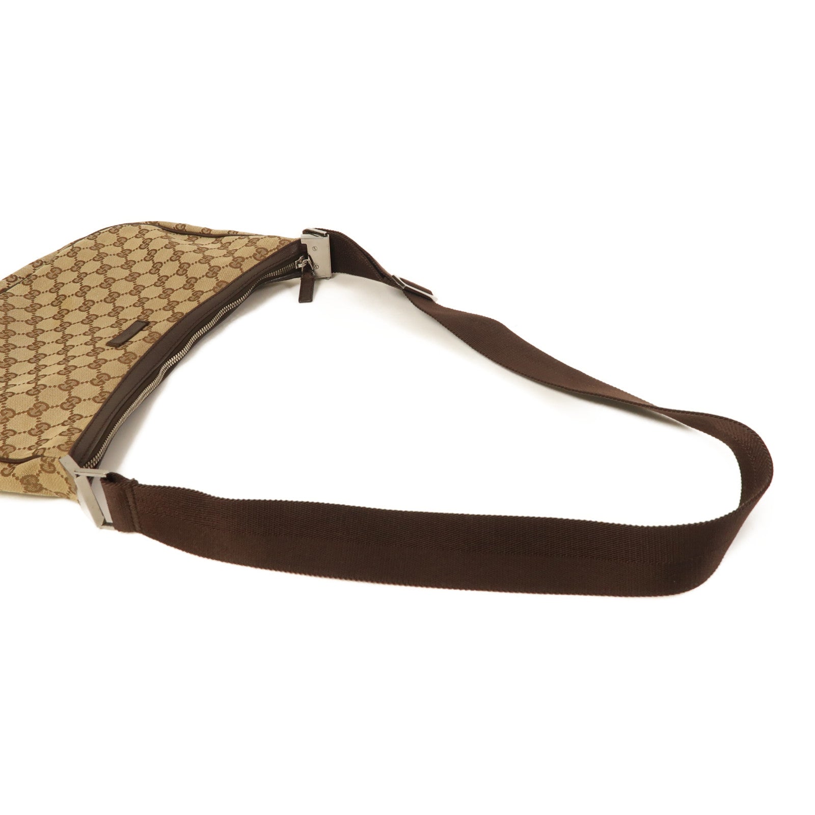 GUCCI 帆布Shoulder Bag銀扣肩背袋