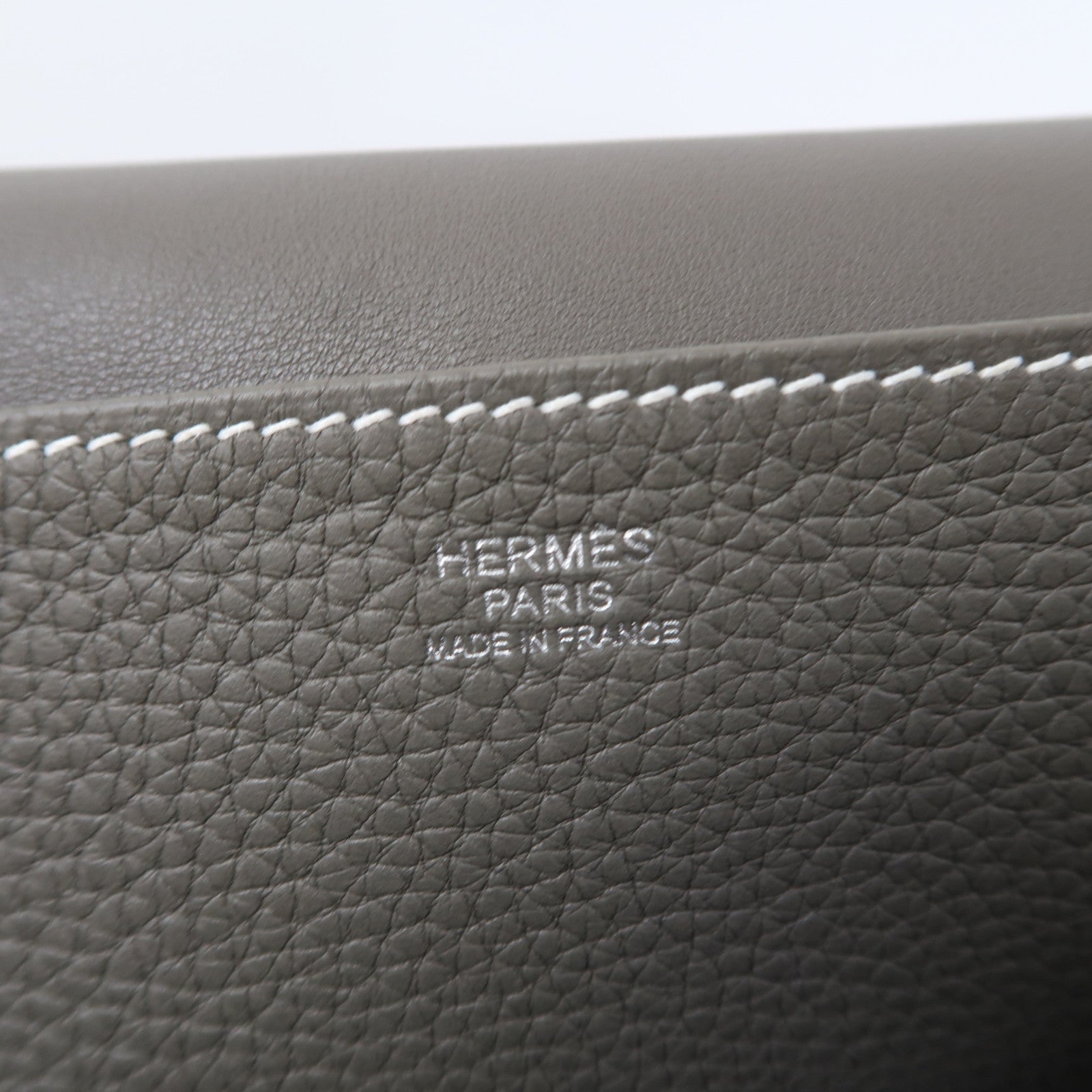 HERMES Clemence皮革Halzan 31銀扣手挽肩背兩用袋錫器灰色