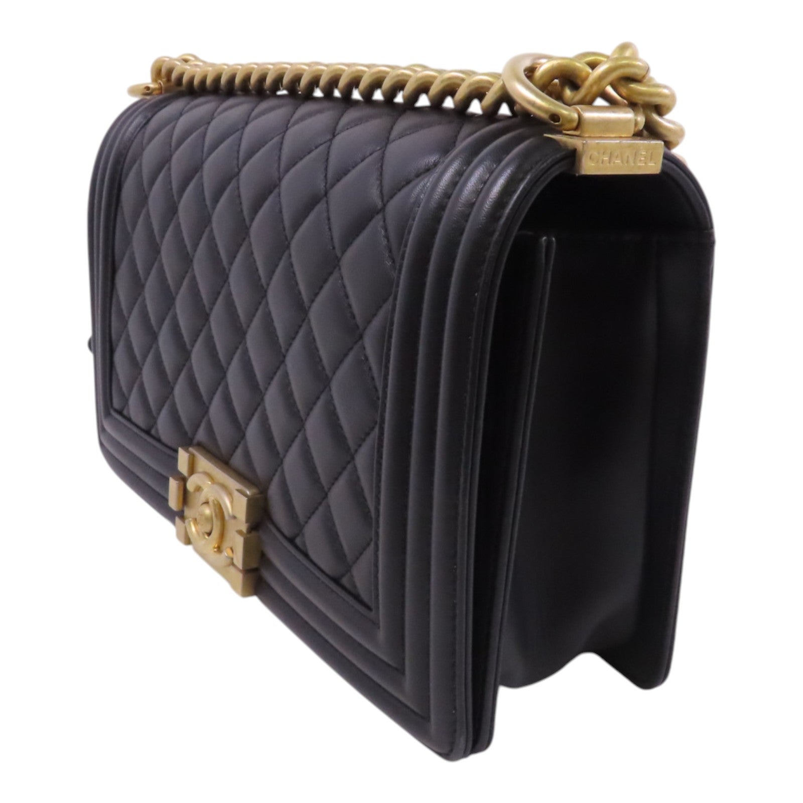 CHANEL 羊皮皮革Boy Chanel 25金扣鏈帶肩背袋