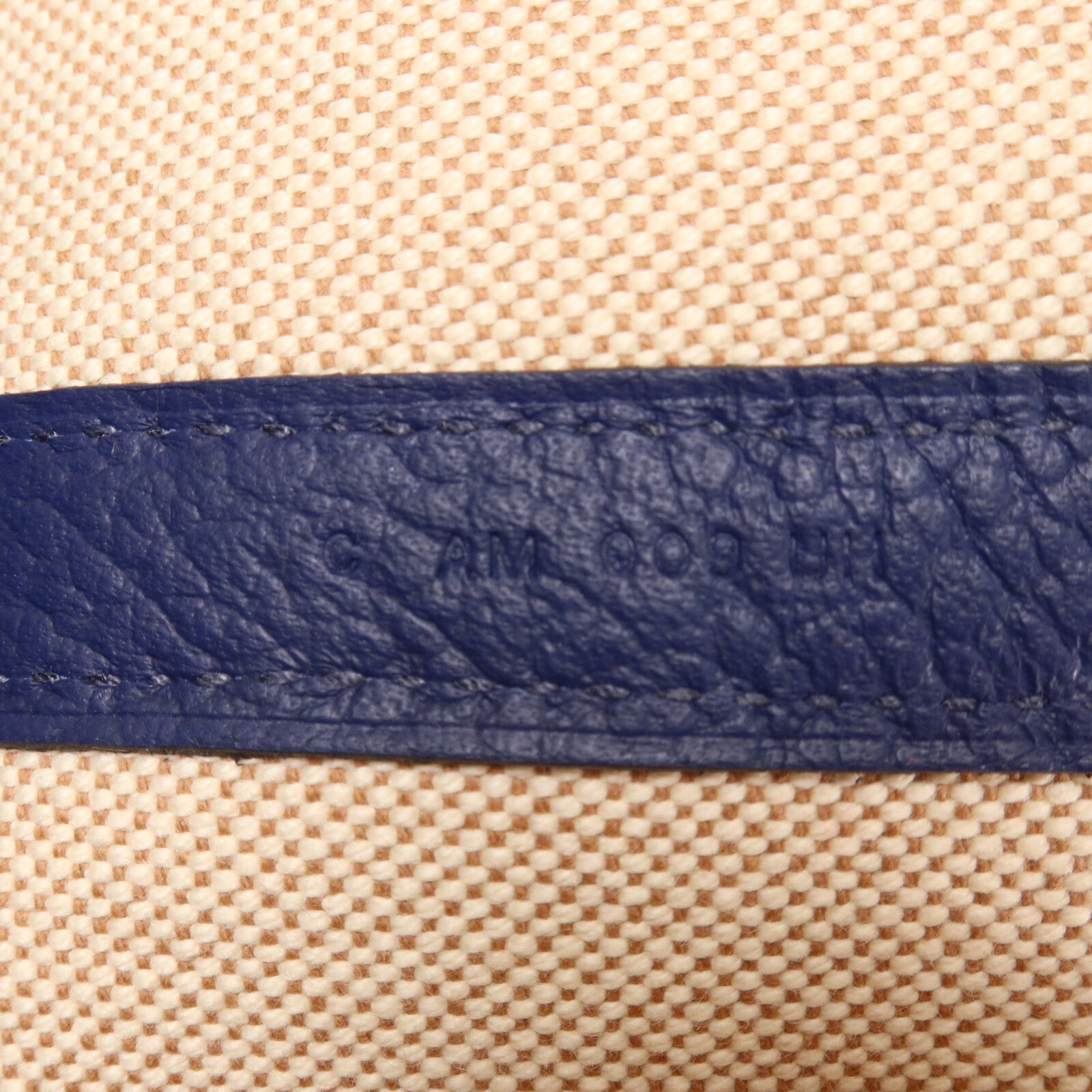 HERMES 帆布/Negonda皮革Garden Party Pocket手挽袋Bleu Electrique