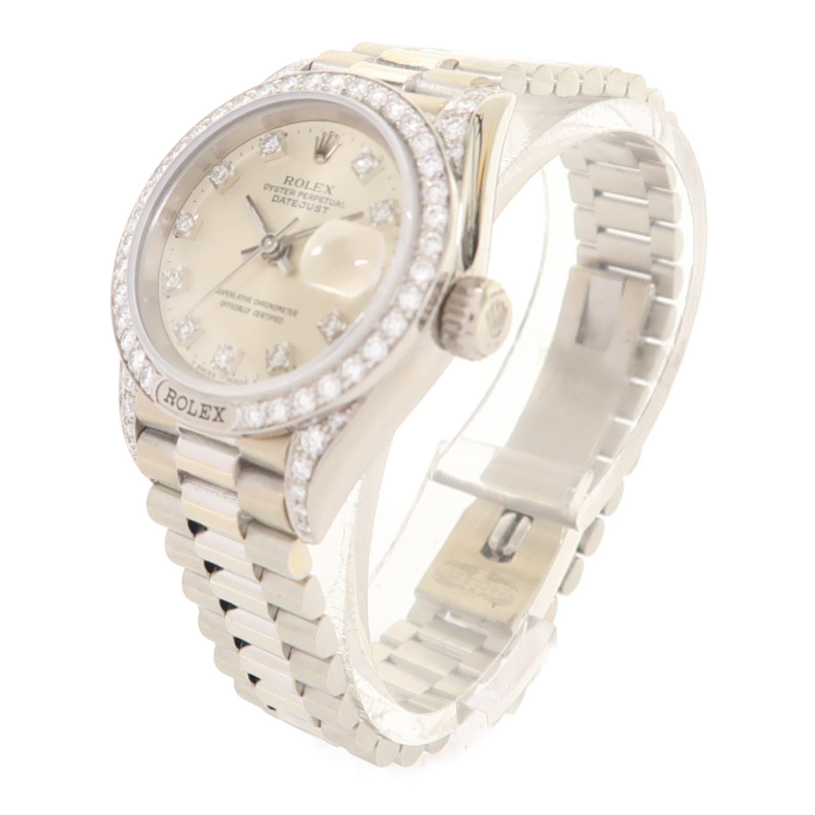ROLEX Datejust18K白金不鏽鋼手錶自動機芯銀色