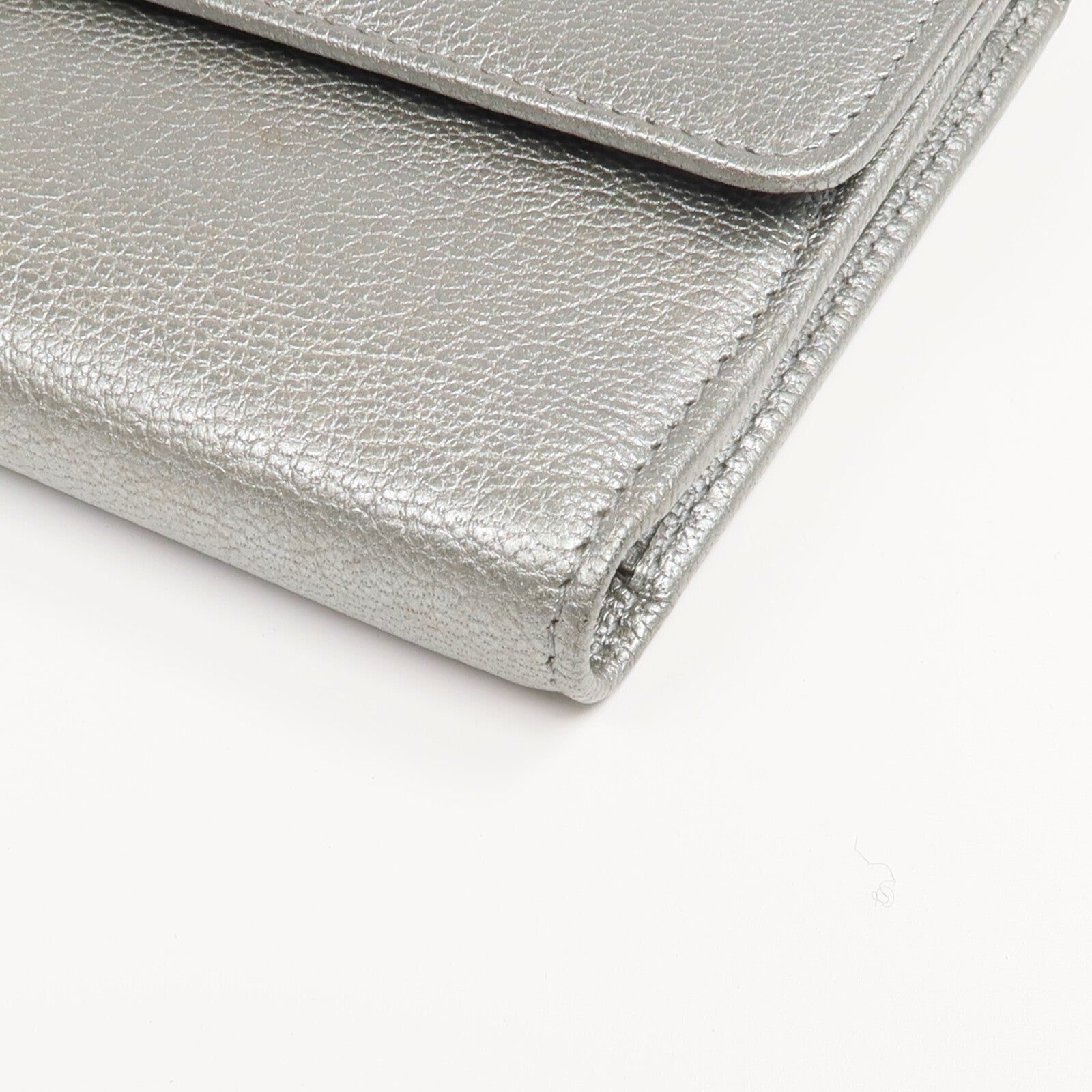 CHANEL 牛皮皮革Long Wallet銀扣長錢包