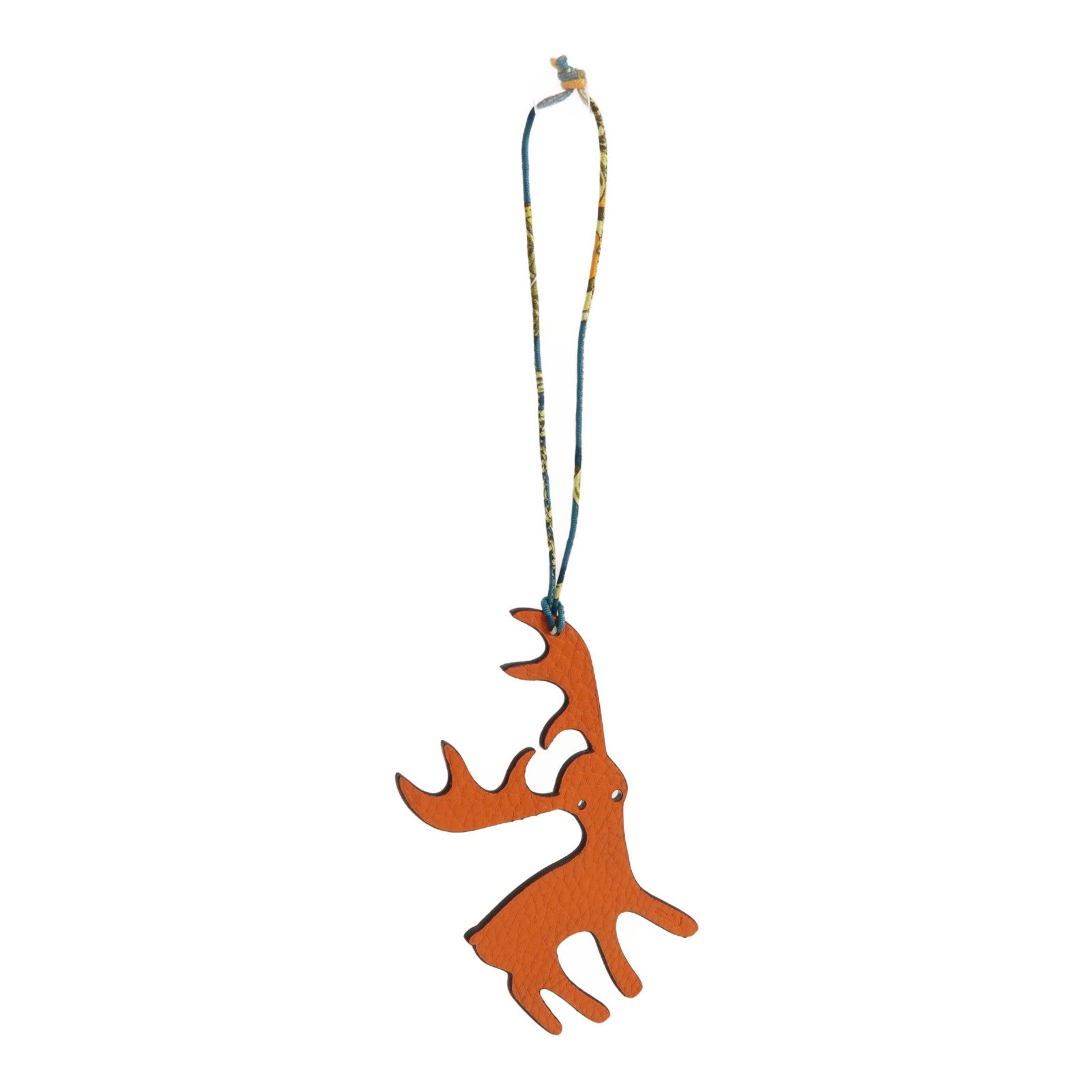 HERMES Epsom皮革Deer Charm掛飾橙色/深藍色