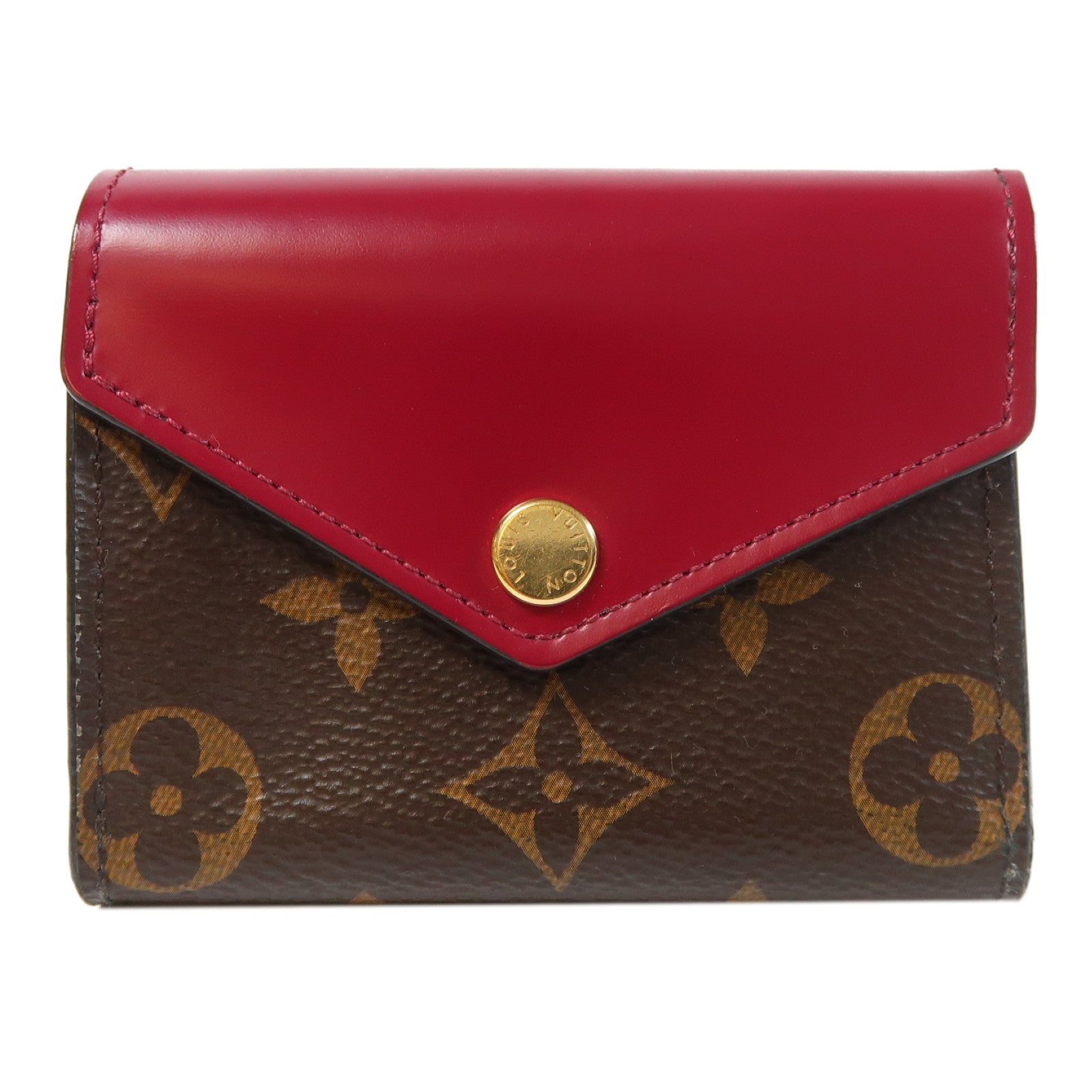 LOUIS VUITTON Monogram Wallet金扣錢包棕色/紅色