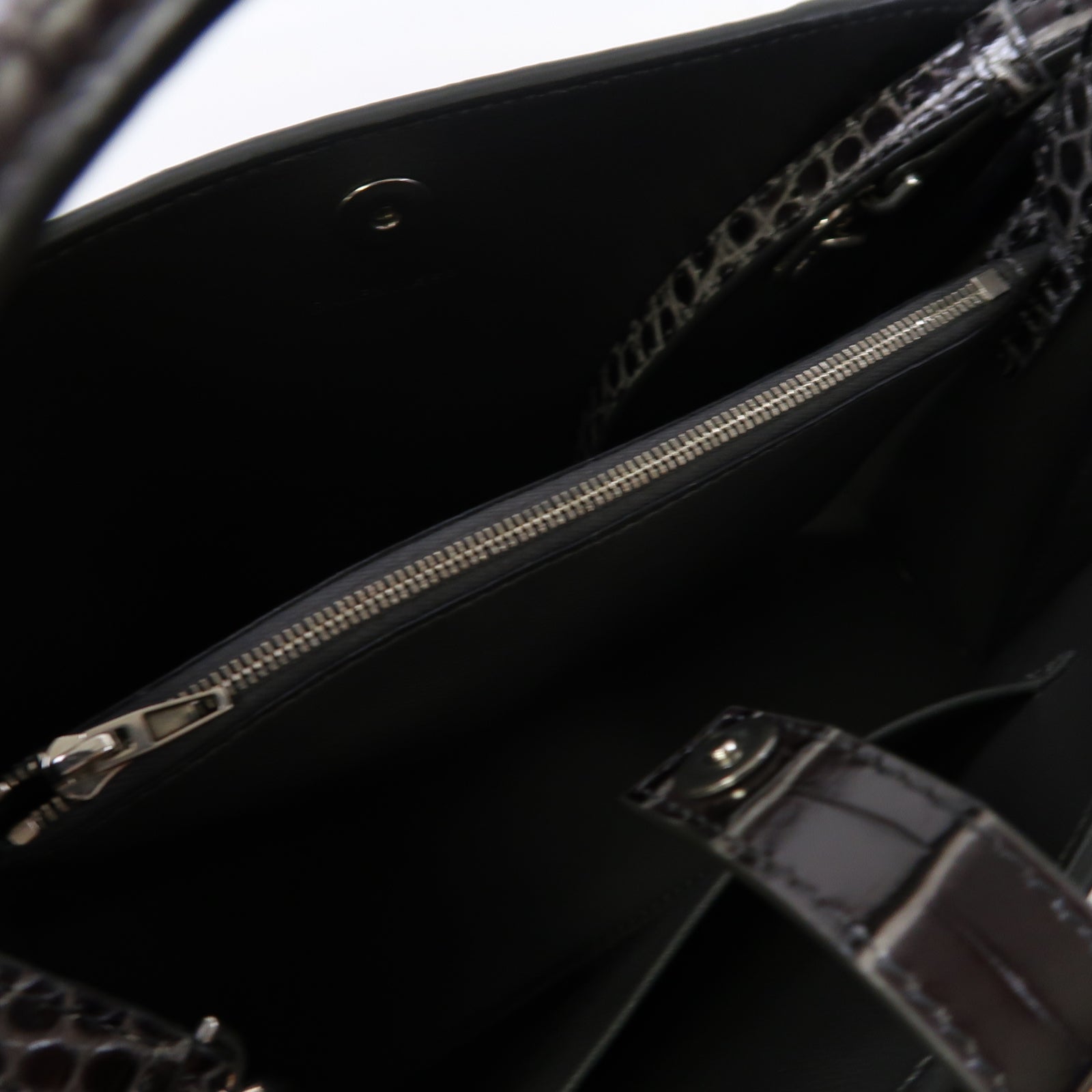 BALENCIAGA 牛皮皮革Hourglass Bag銀扣手挽肩背兩用袋灰色