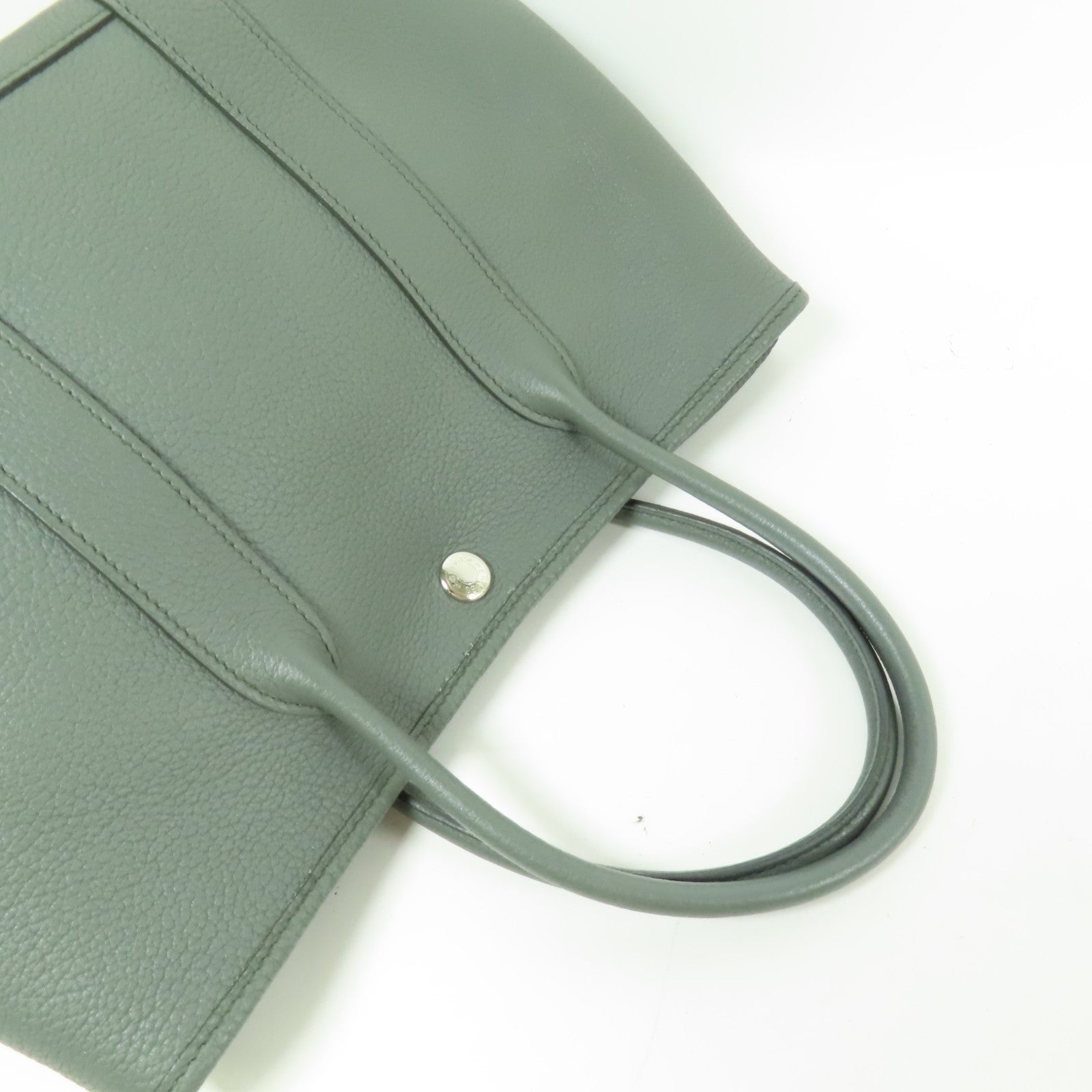 HERMES Negonda皮革Garden Party TPM銀扣手挽袋Vert Amande