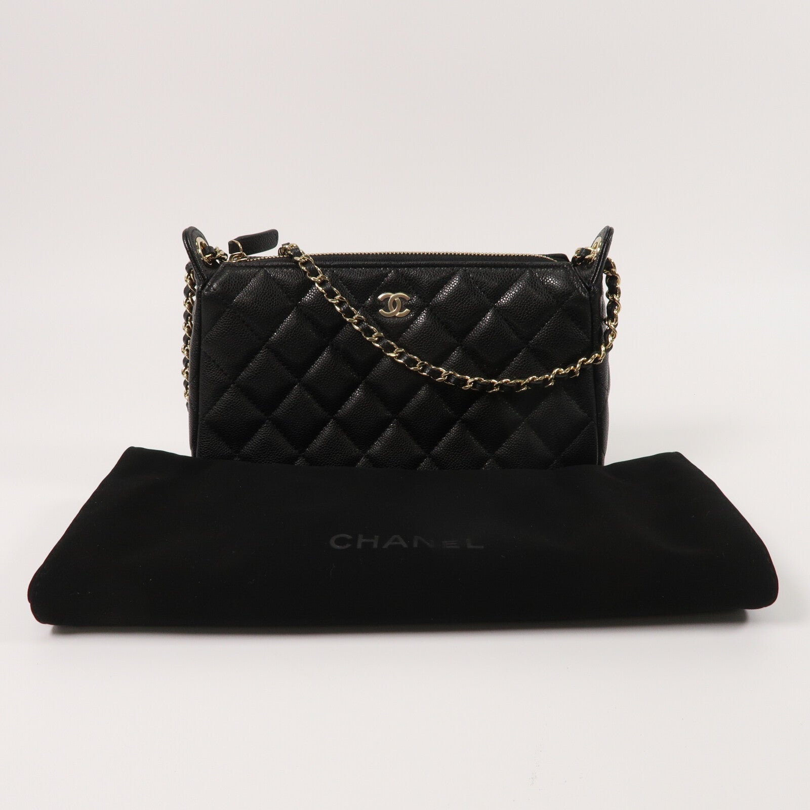CHANEL 牛皮皮革Clutch With Chain鏈帶肩背袋