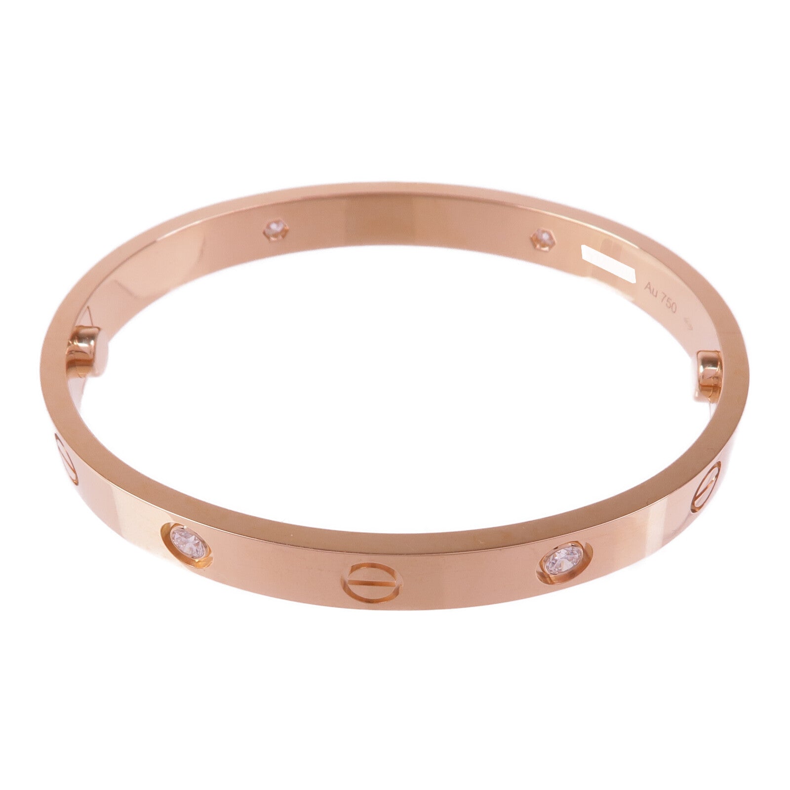 CARTIER 18K玫瑰金Love Bracelet 4 Diamonds鑽石手鐲Cartier#16