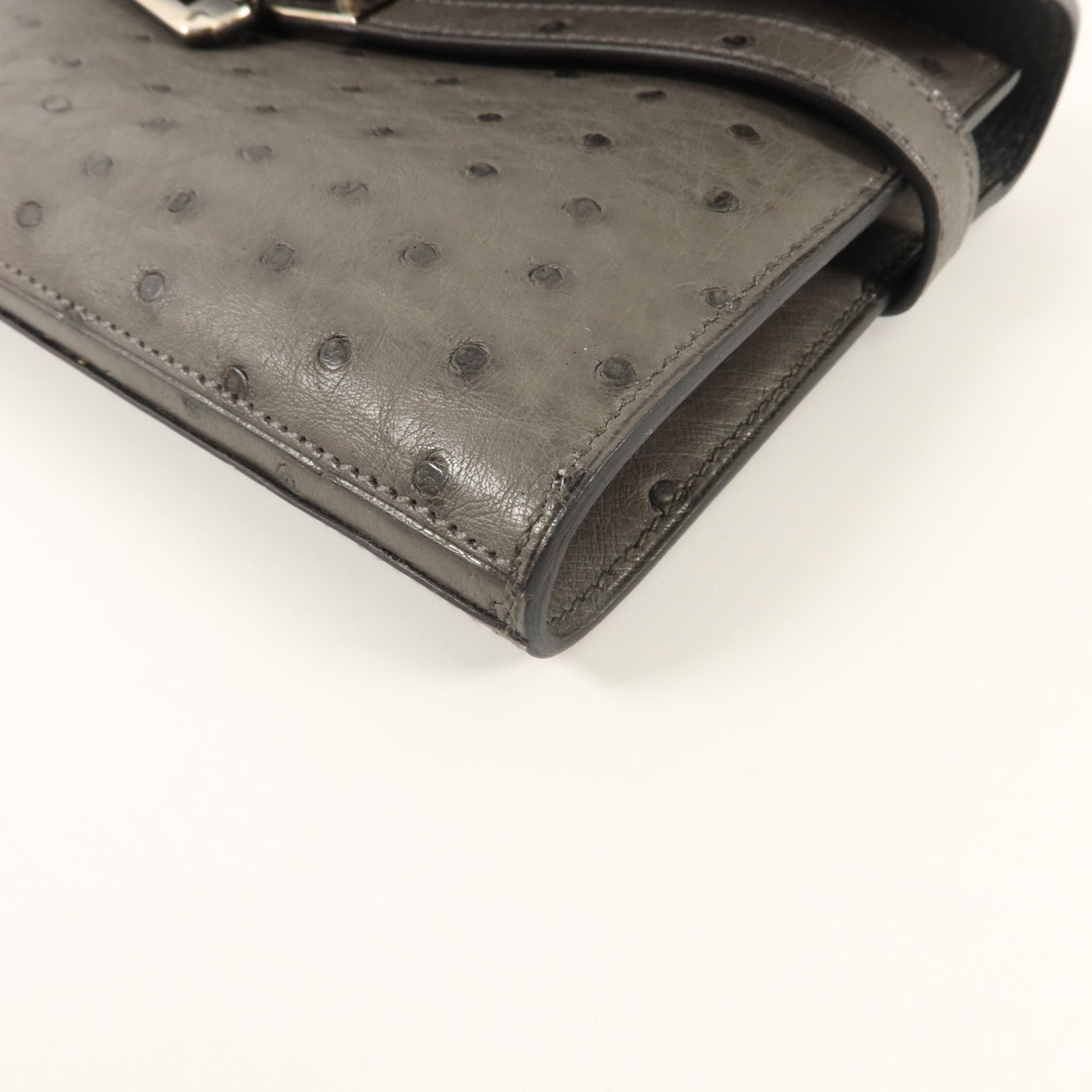 HERMES 【激減優惠】鴕鳥皮革Kelly Long Wallet長錢包Graphite