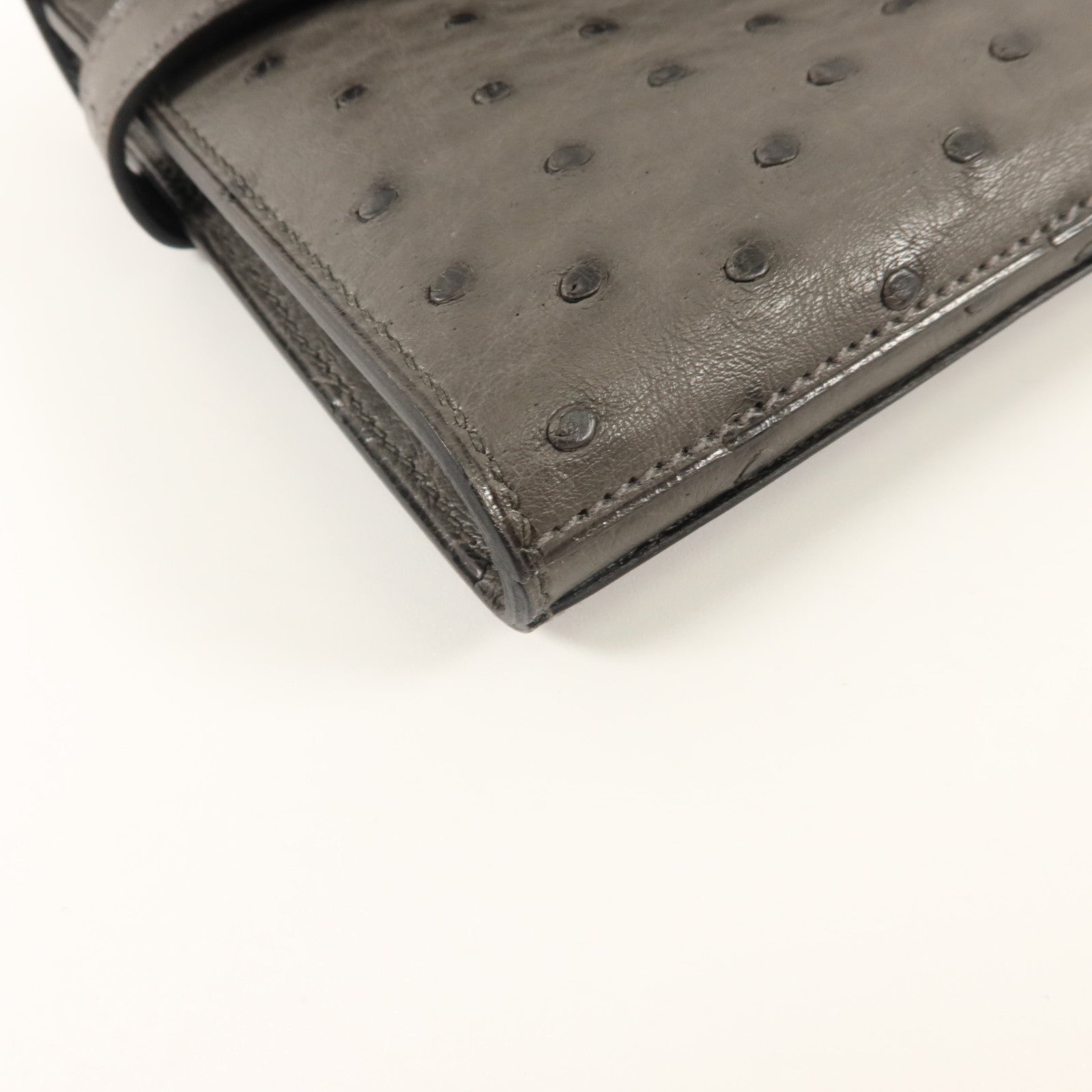 HERMES 【激減優惠】鴕鳥皮革Kelly Long Wallet長錢包Graphite