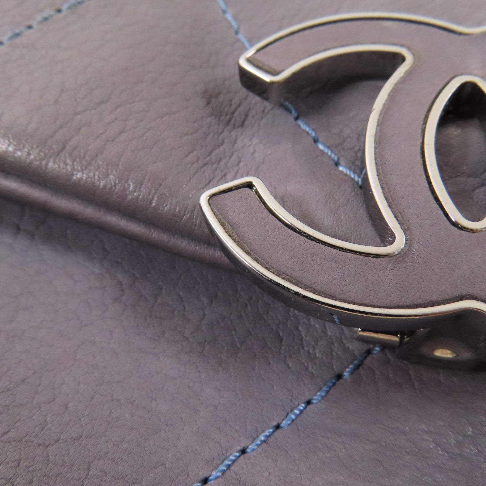 CHANEL 牛皮皮革Chain Shoulder銀扣手挽肩背兩用袋