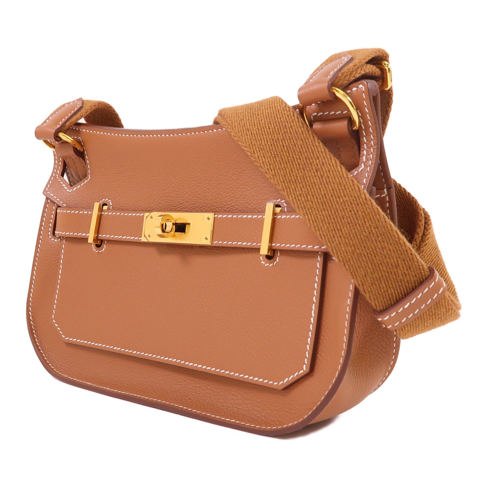 HERMES Evercolor皮革Jypsiere Mini金扣肩背袋Gold