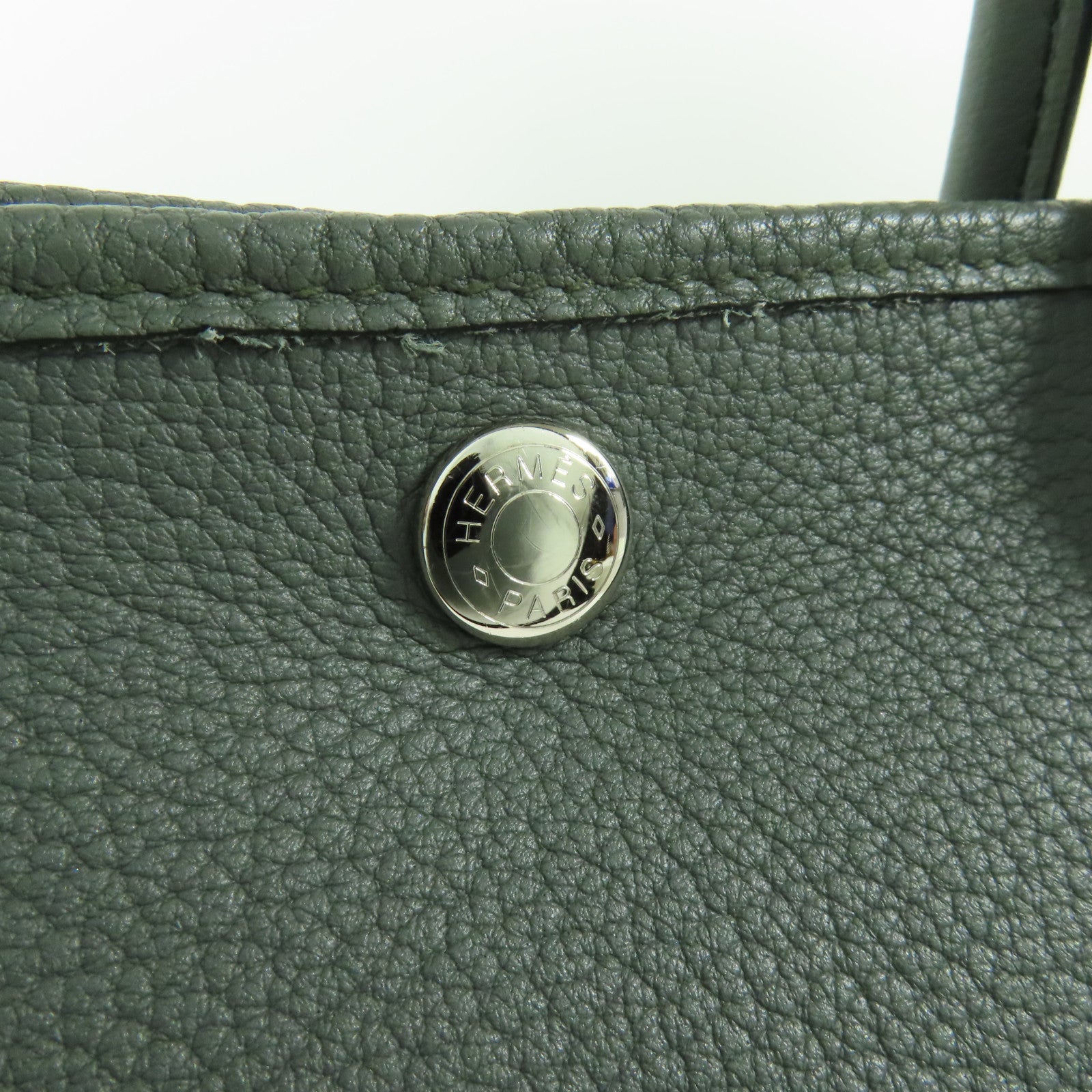 HERMES Negonda皮革Garden Party TPM銀扣手挽袋Vert Amande