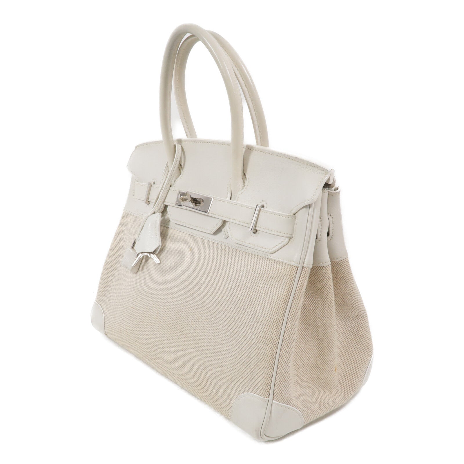 HERMES Swift皮革/Toile帆布Birkin 30手挽袋