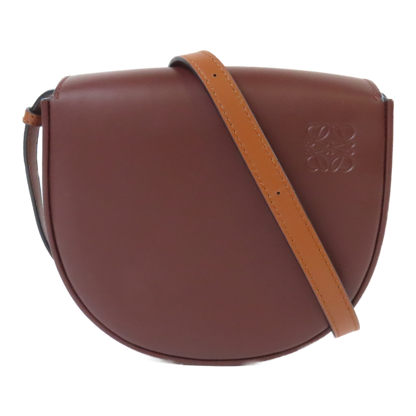 LOEWE 【激減優惠】牛皮皮革Heel Dou金扣肩背袋啡色