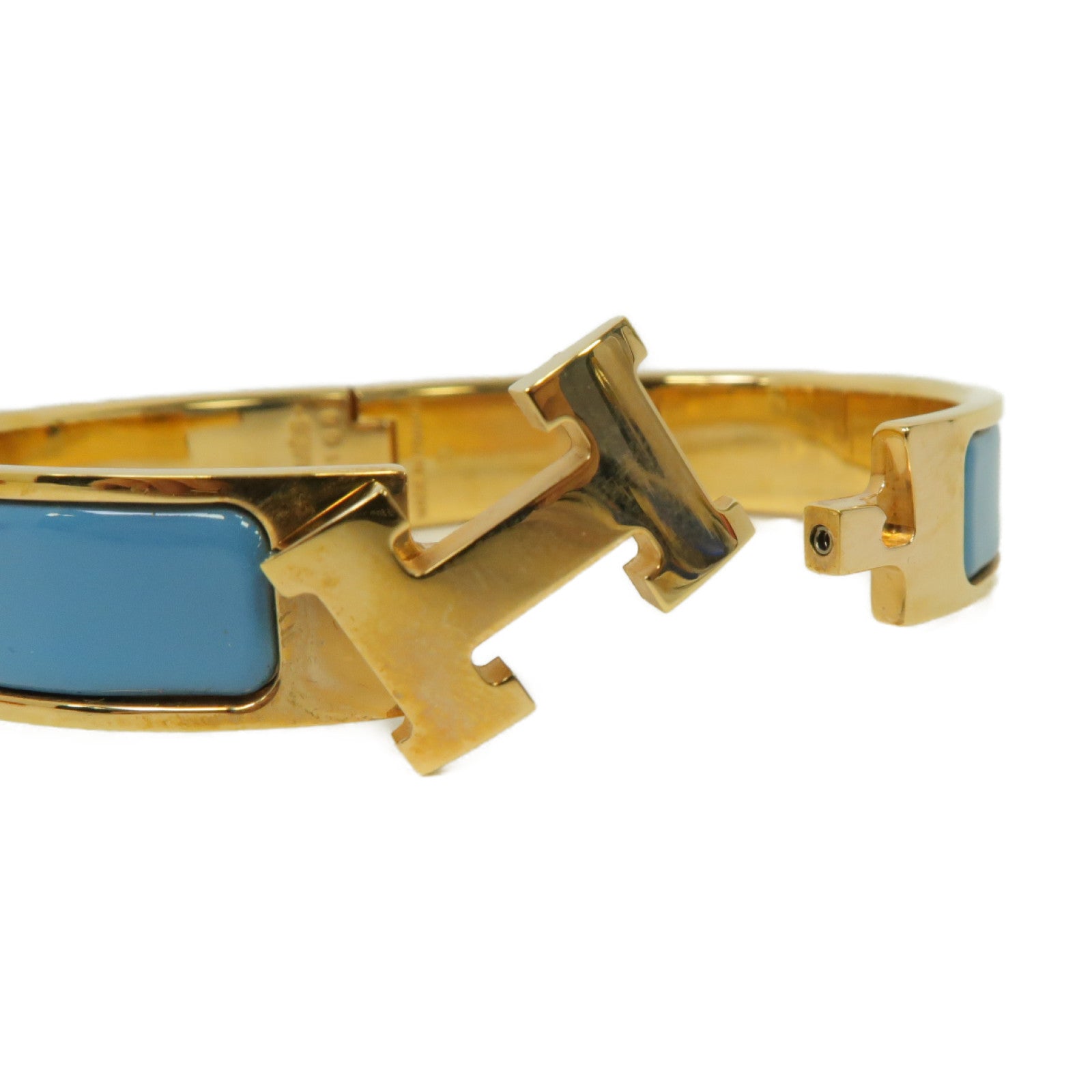 HERMES 金屬Clic H Bracelet手鐲藍色