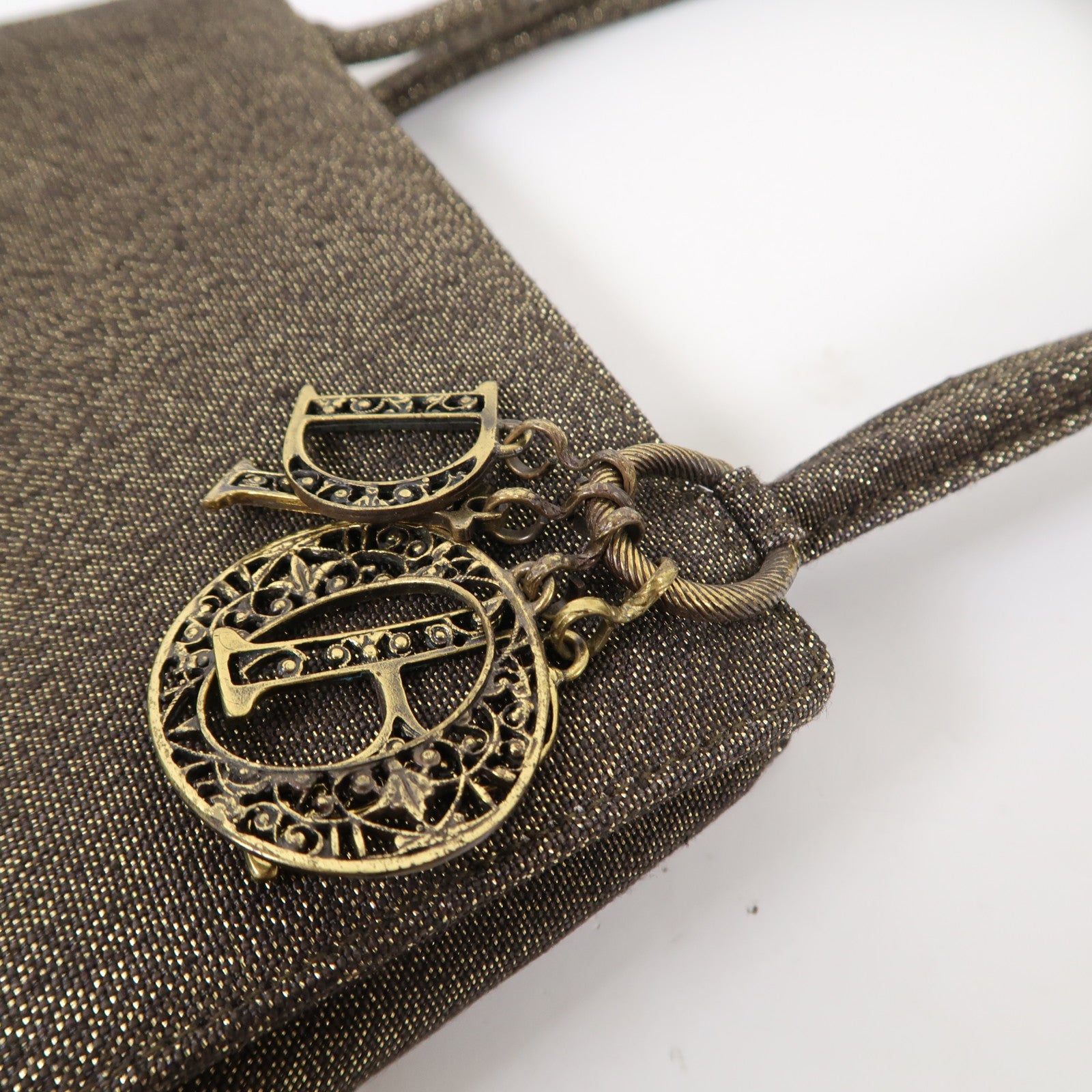 Dior 帆布Handbag金扣手挽袋金色