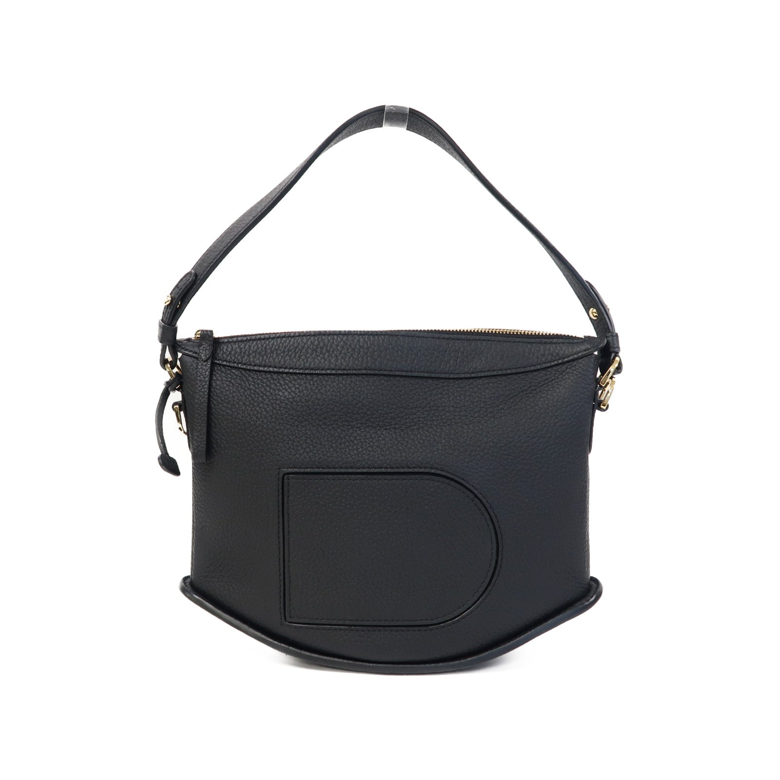 Delvaux Taurillon皮革Pin Swing金扣肩背袋黑色