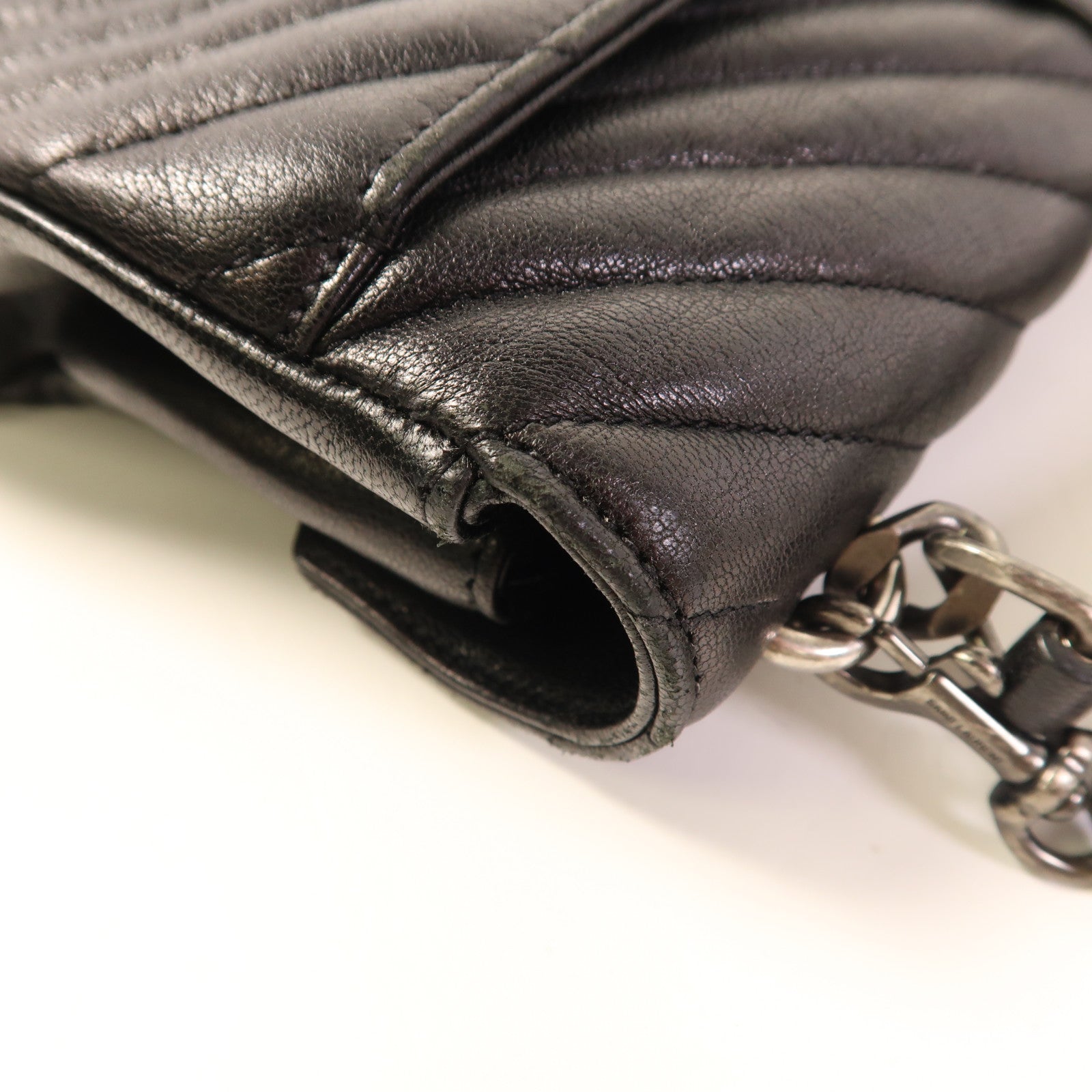 YVES SAINT LAURENT 皮革College Medium銀扣手挽肩背兩用袋