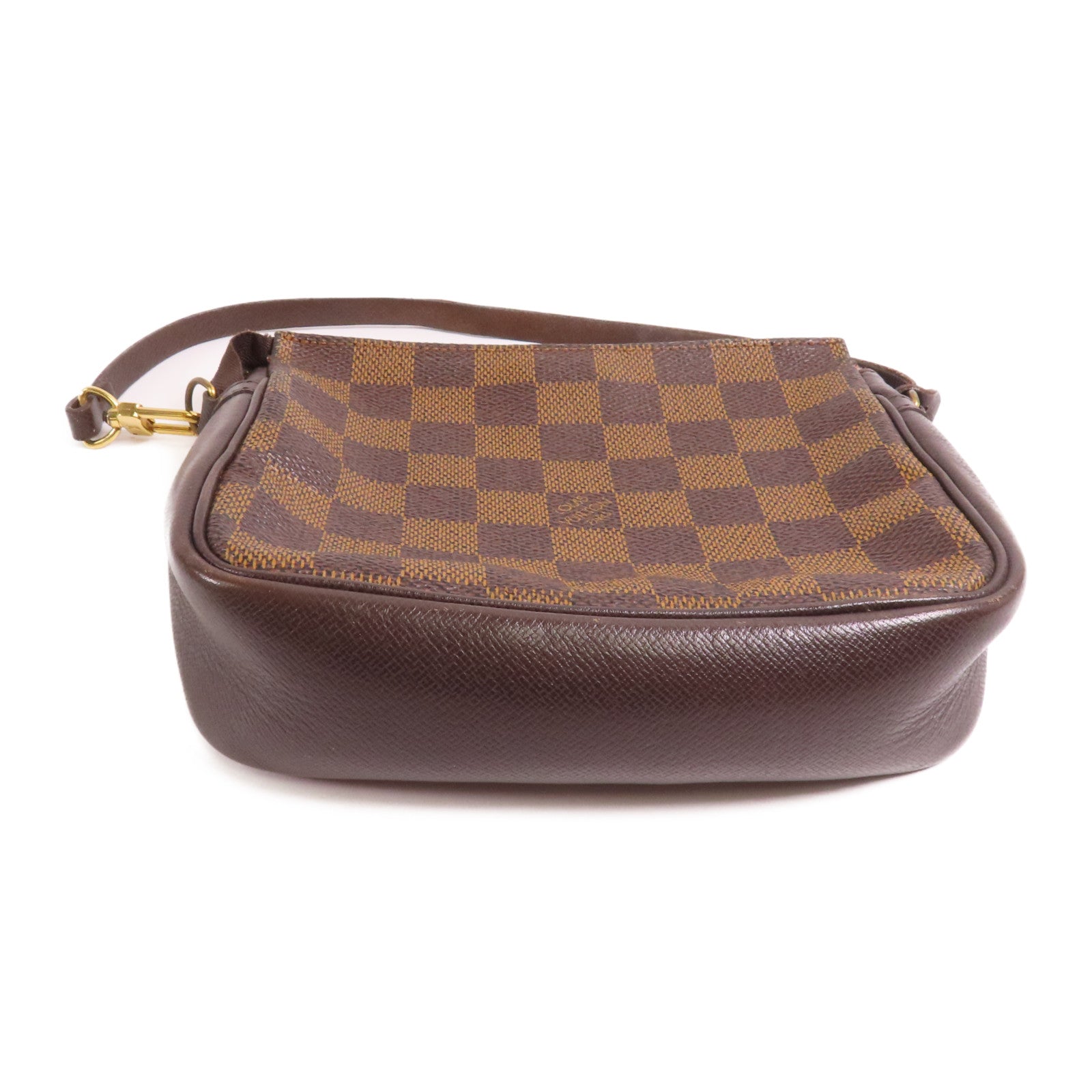 LOUIS VUITTON Damier Trousse Makeup Accessory Pouch金扣手挽袋棕色