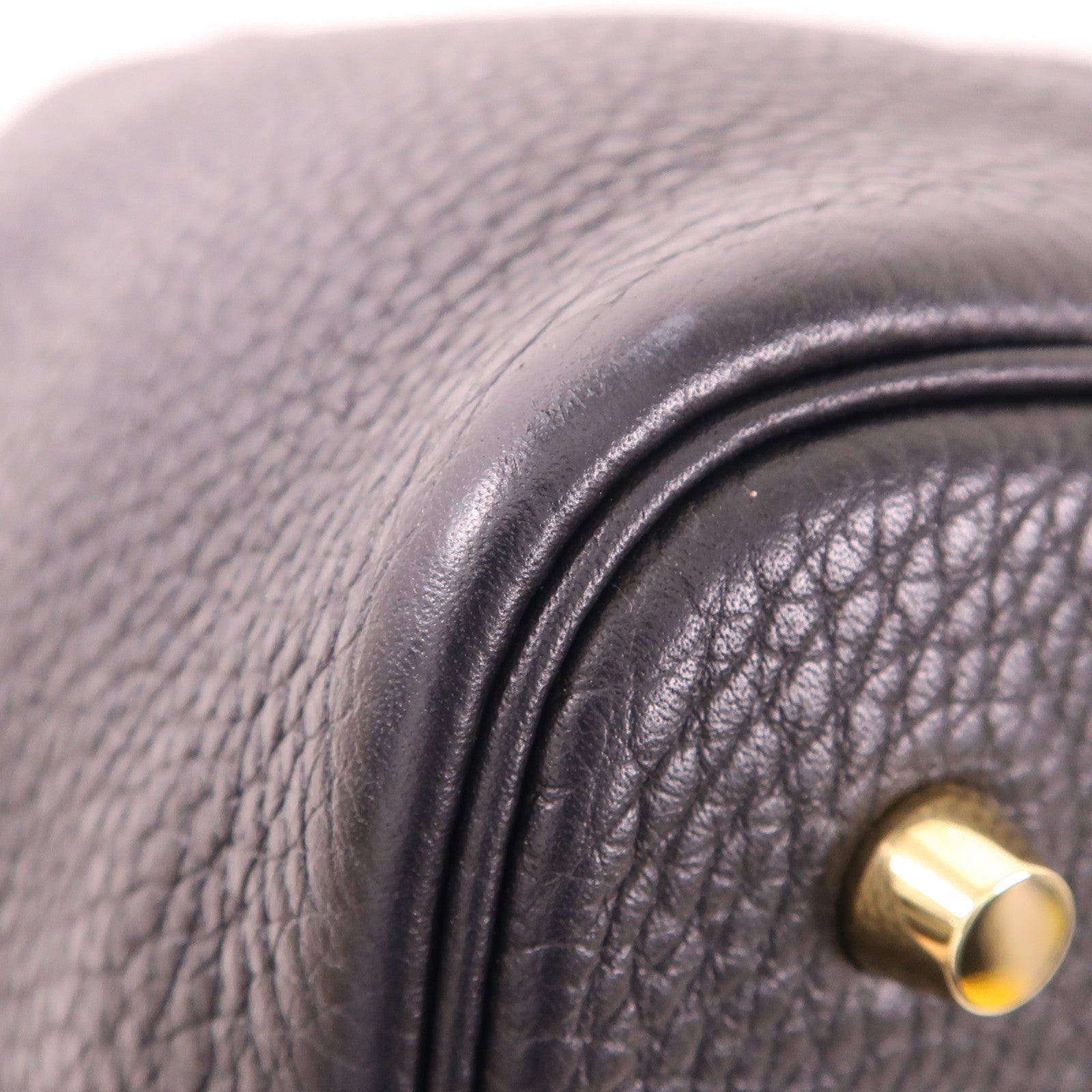HERMES Clemence皮革Picotin MM金扣手挽袋89 Noir