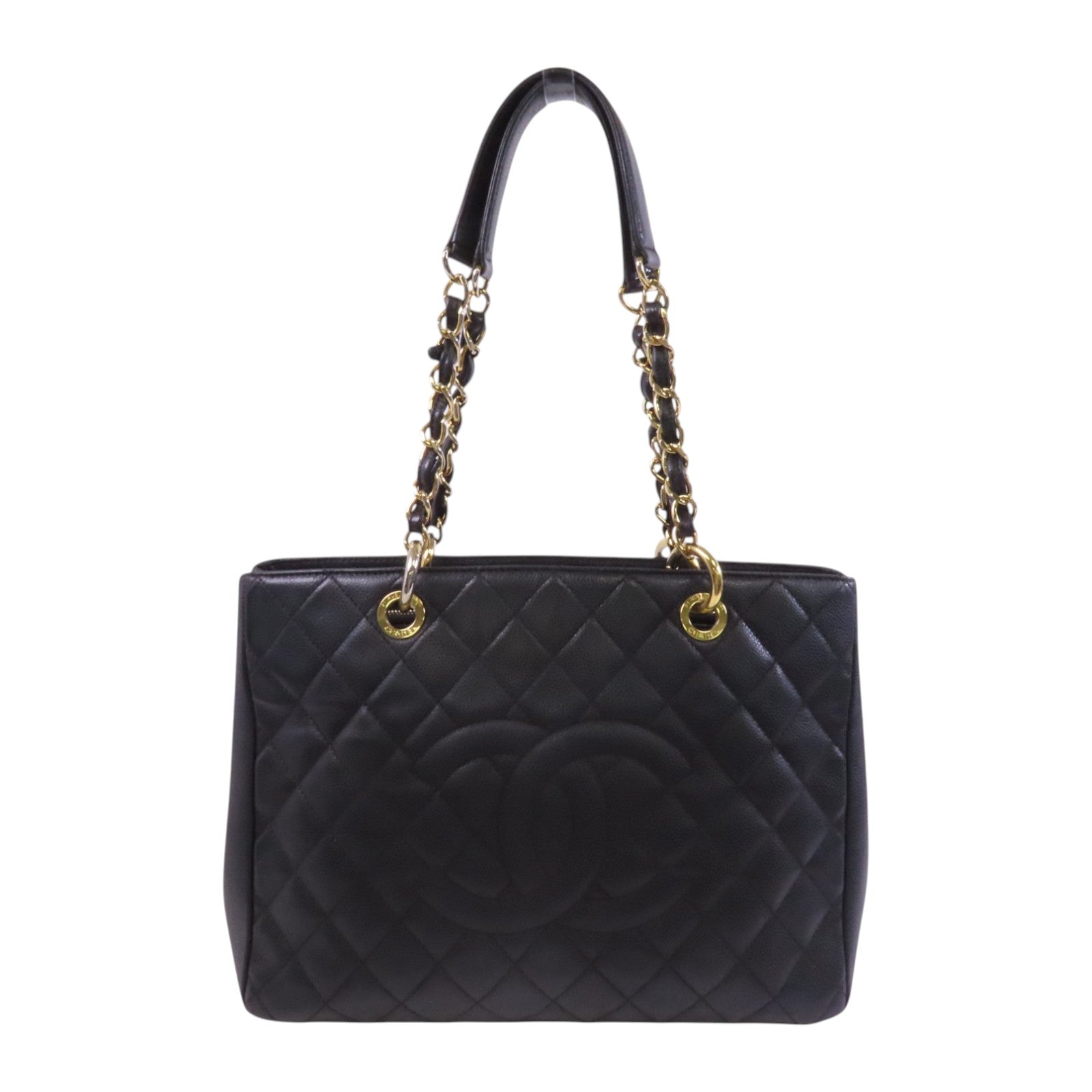 CHANEL 牛皮皮革GST金扣鏈帶肩背袋