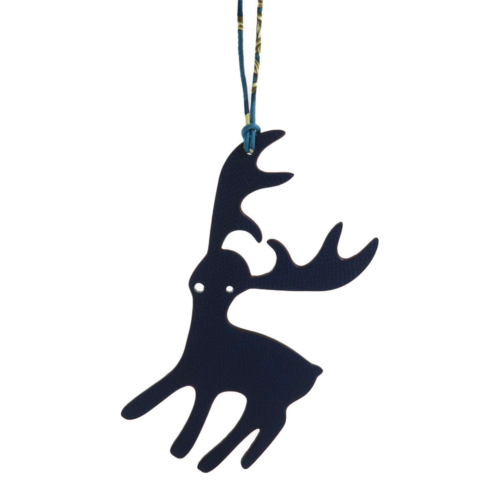 HERMES Epsom皮革Deer Charm掛飾橙色/深藍色