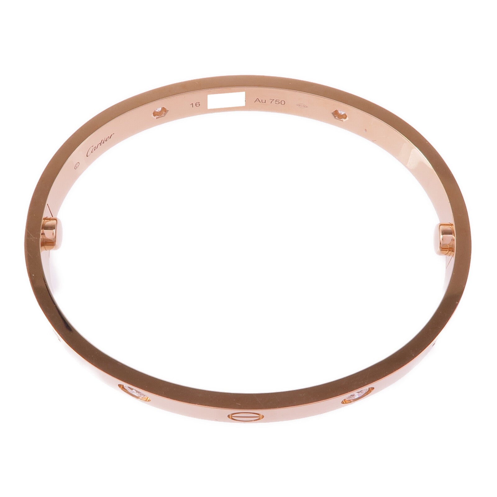 CARTIER 18K玫瑰金Love Bracelet 4 Diamonds鑽石手鐲Cartier#16