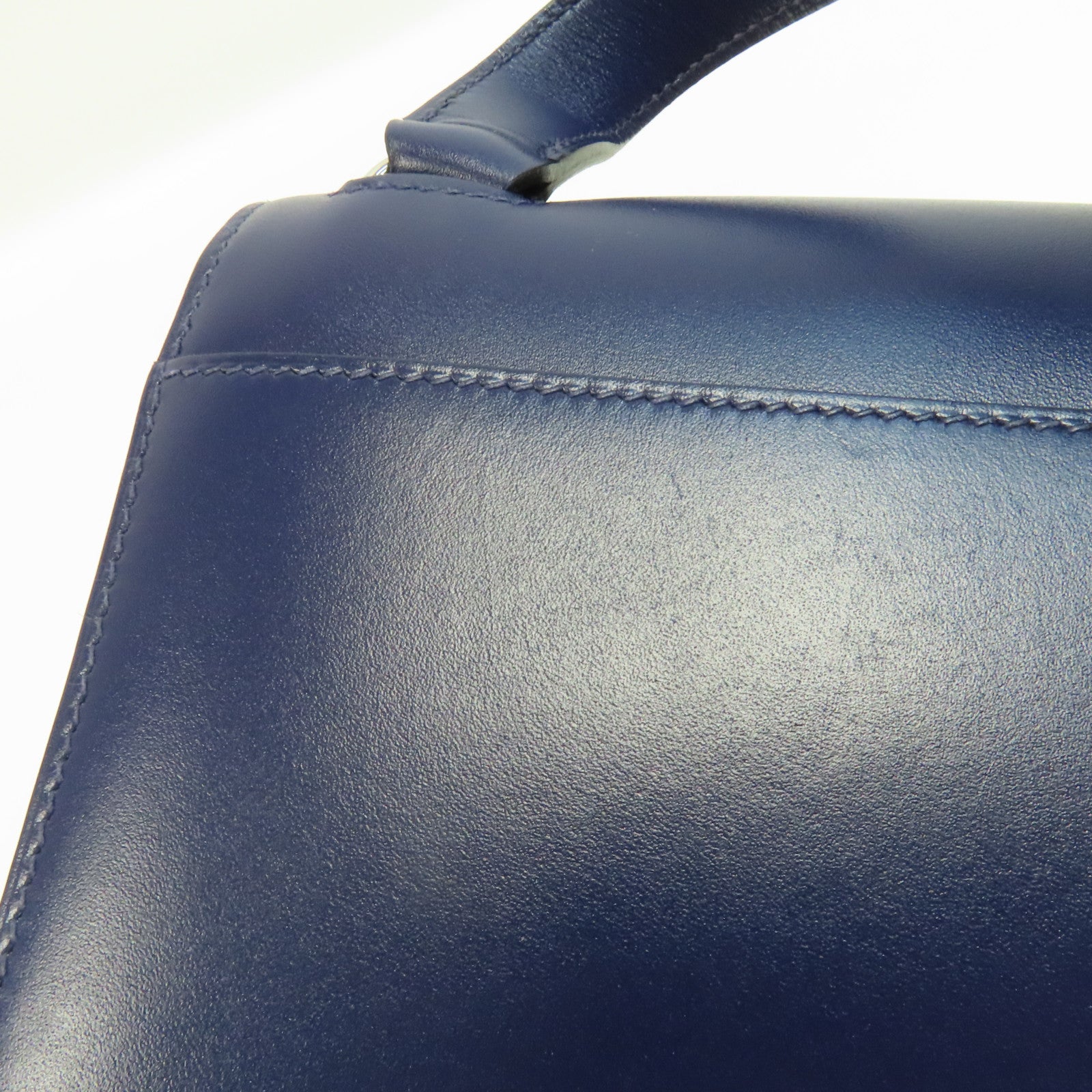 HERMES 【激減優惠】Tadelakt皮革Della Cavalleria Mini銀扣肩背袋Bleu Saphir/藍色