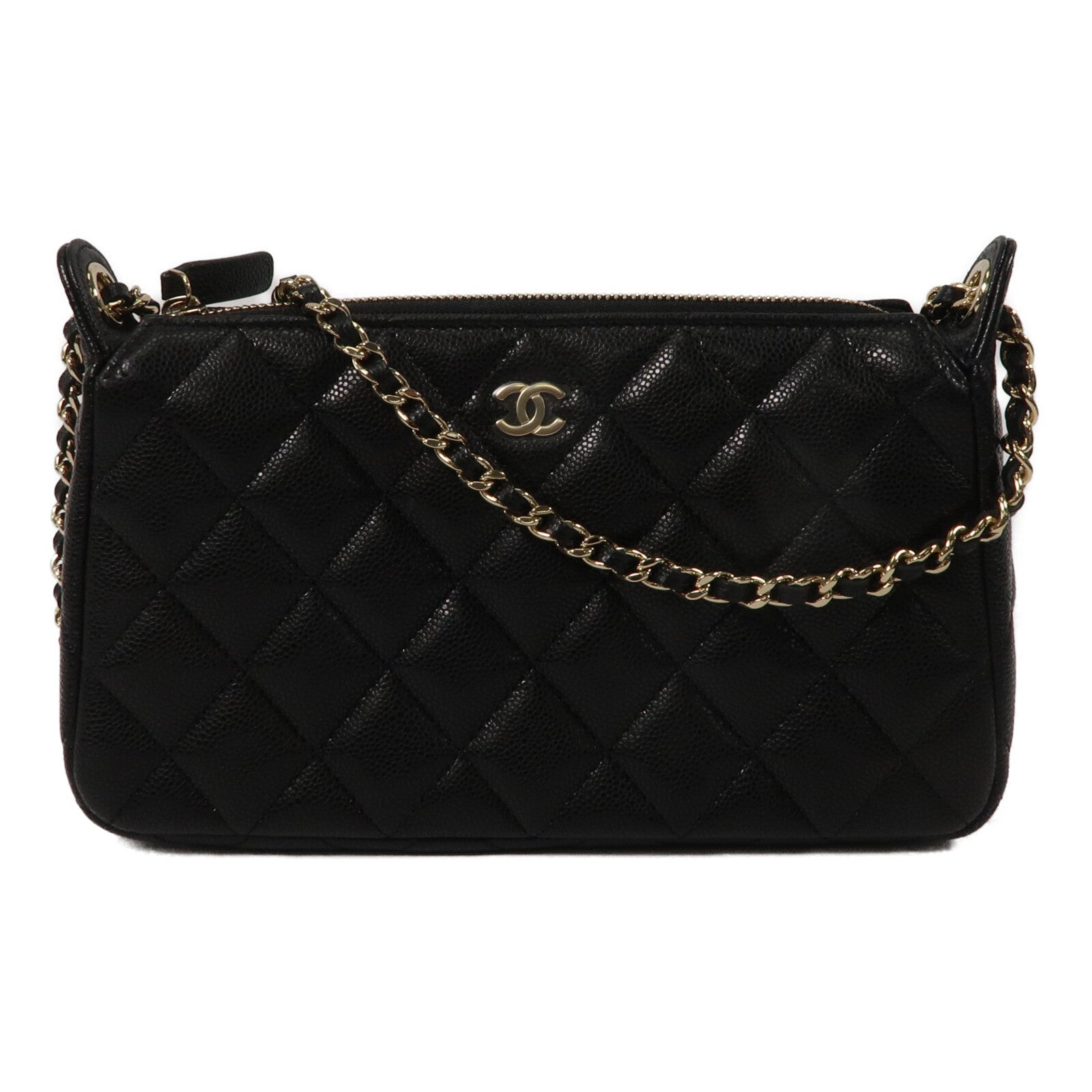 CHANEL 牛皮皮革Clutch With Chain鏈帶肩背袋