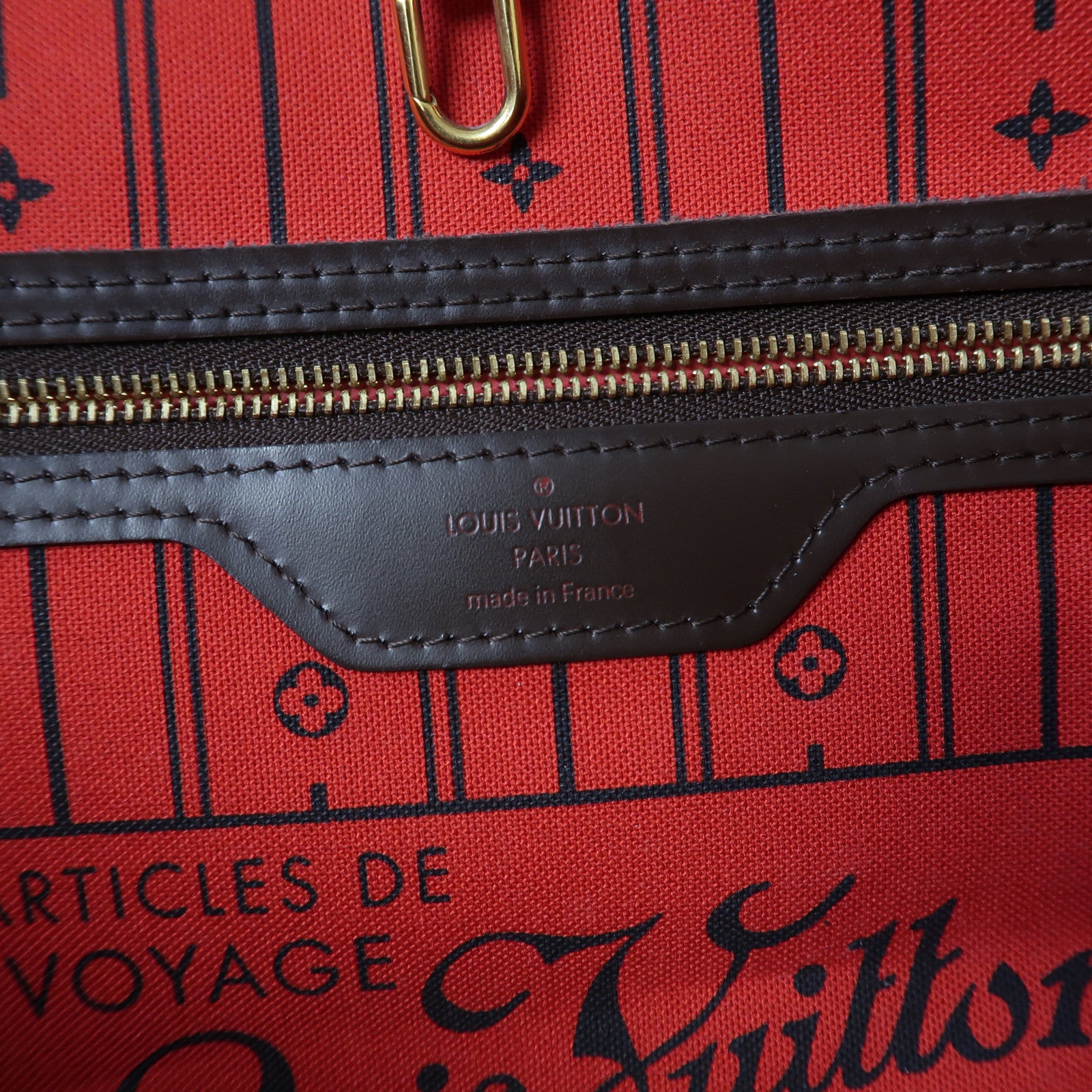 LOUIS VUITTON 【激減優惠】Damier Ebene Neverfull MM金扣肩背袋啡色