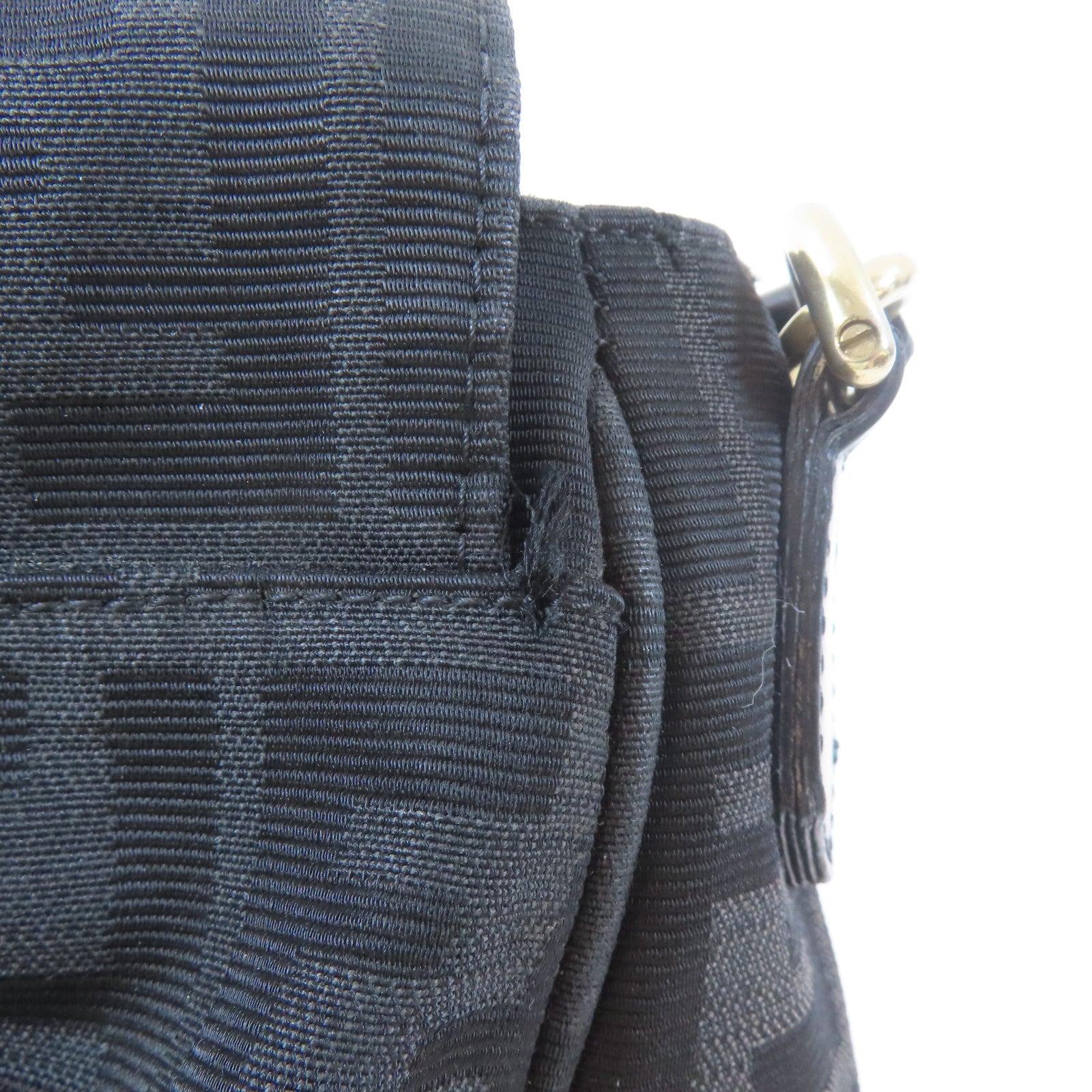 FENDI 帆布Zucca Mia Flap銀扣肩背袋啡色