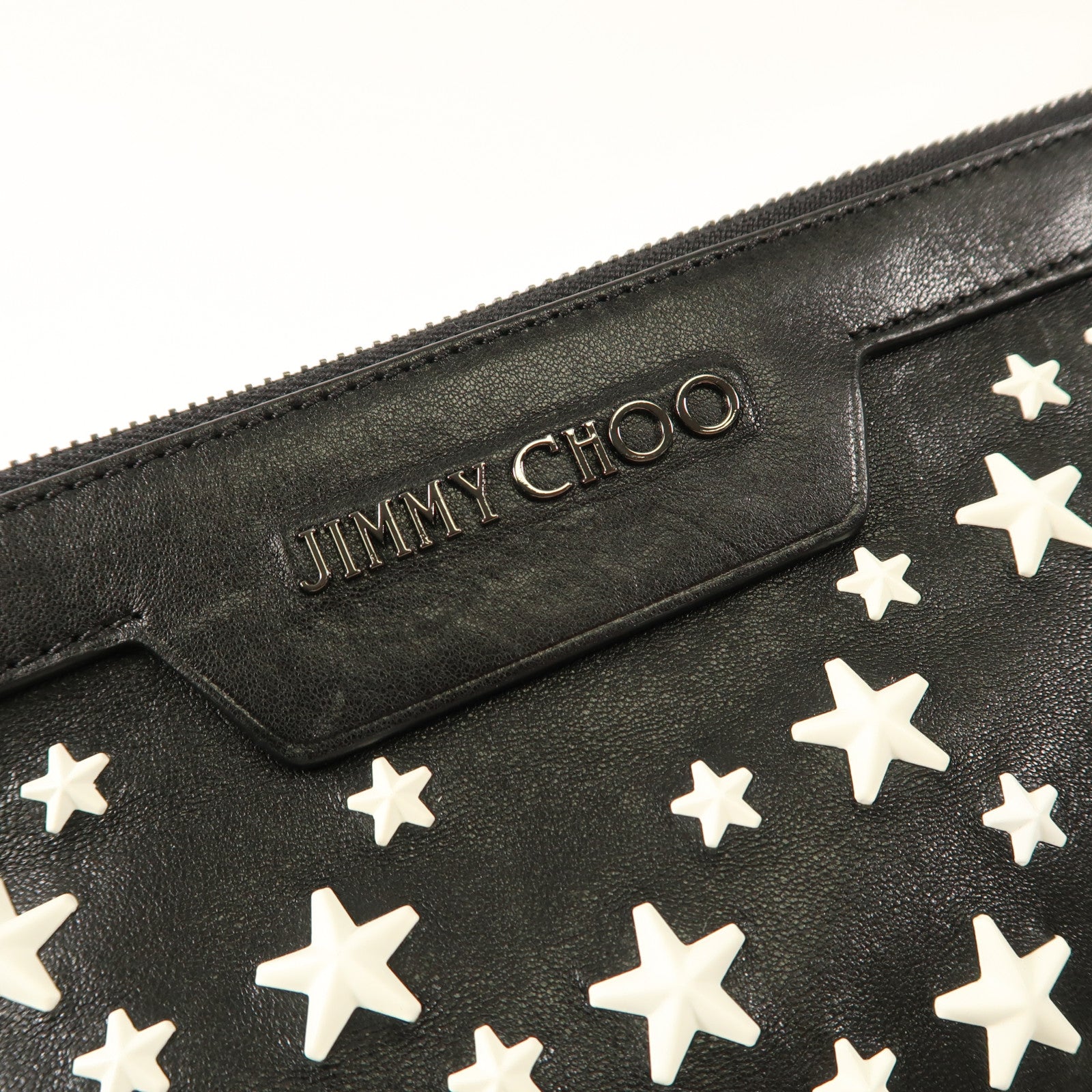 JIMMY CHOO 牛皮皮革Pouch銀扣手拿包