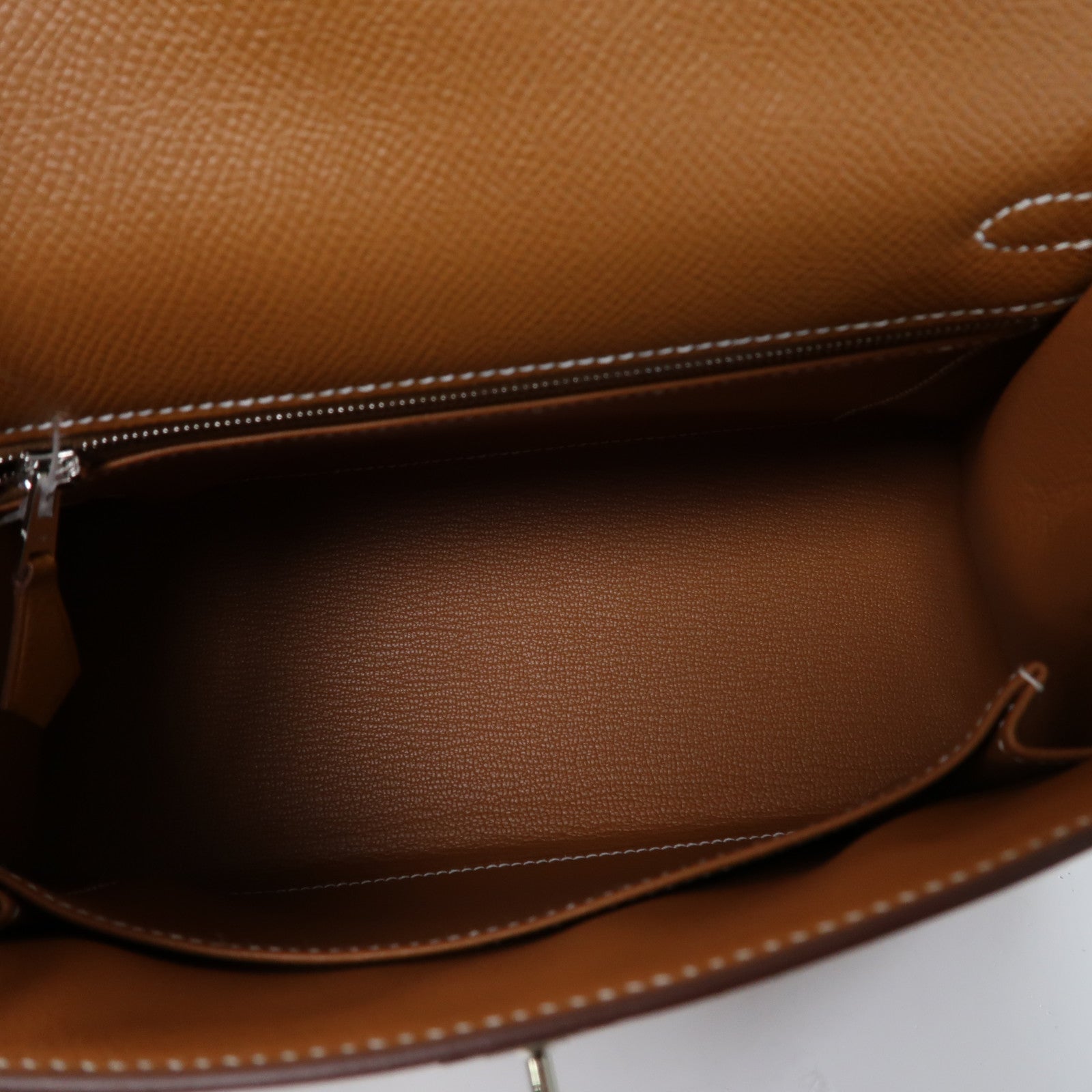 HERMES 【激減優惠】Epsom皮革Kelly 25銀扣手挽肩背兩用袋經典駝色