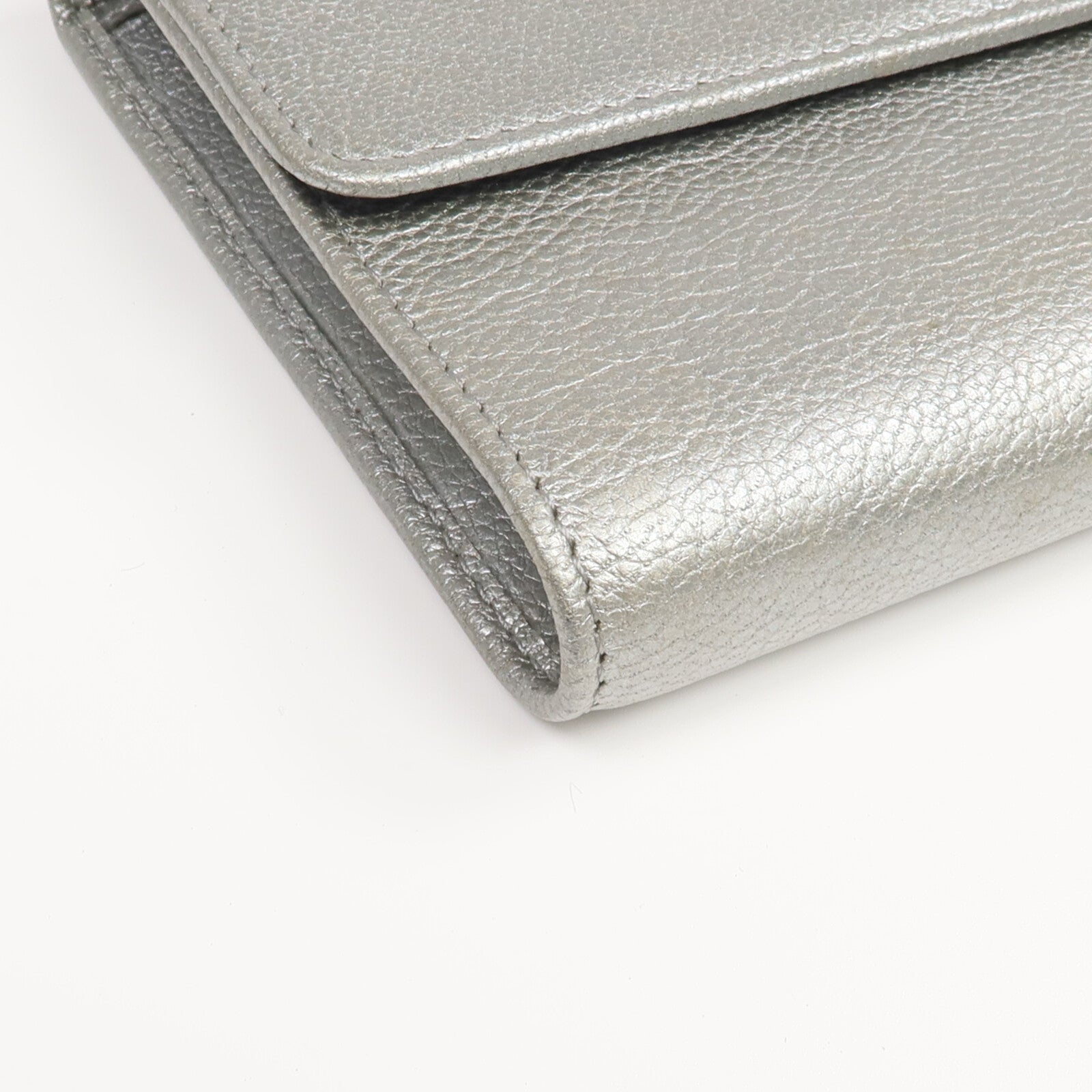 CHANEL 牛皮皮革Long Wallet銀扣長錢包