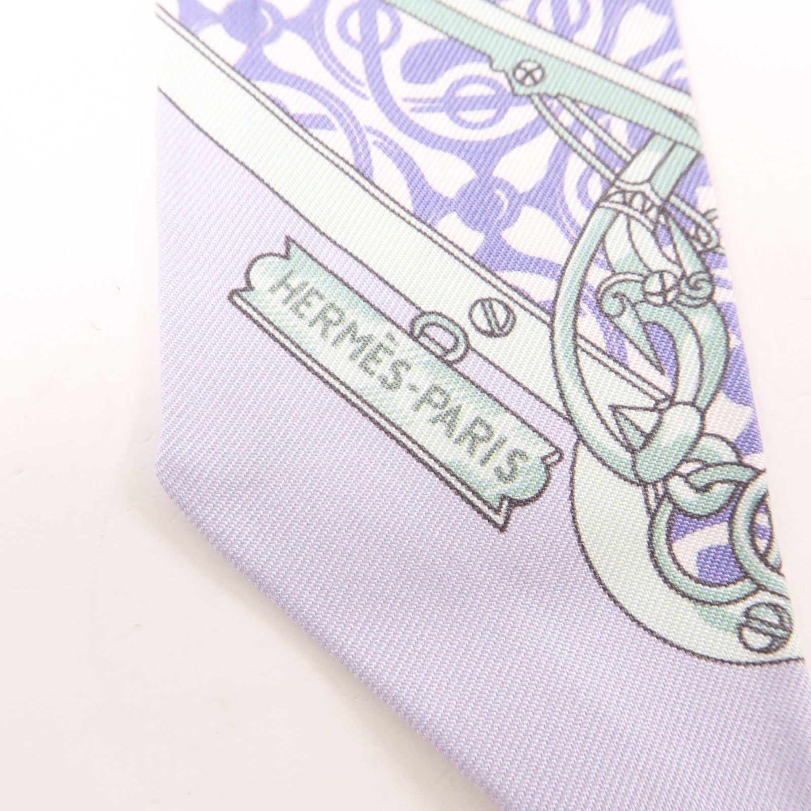 HERMES 絲質Twilly絲巾紫色/綠色