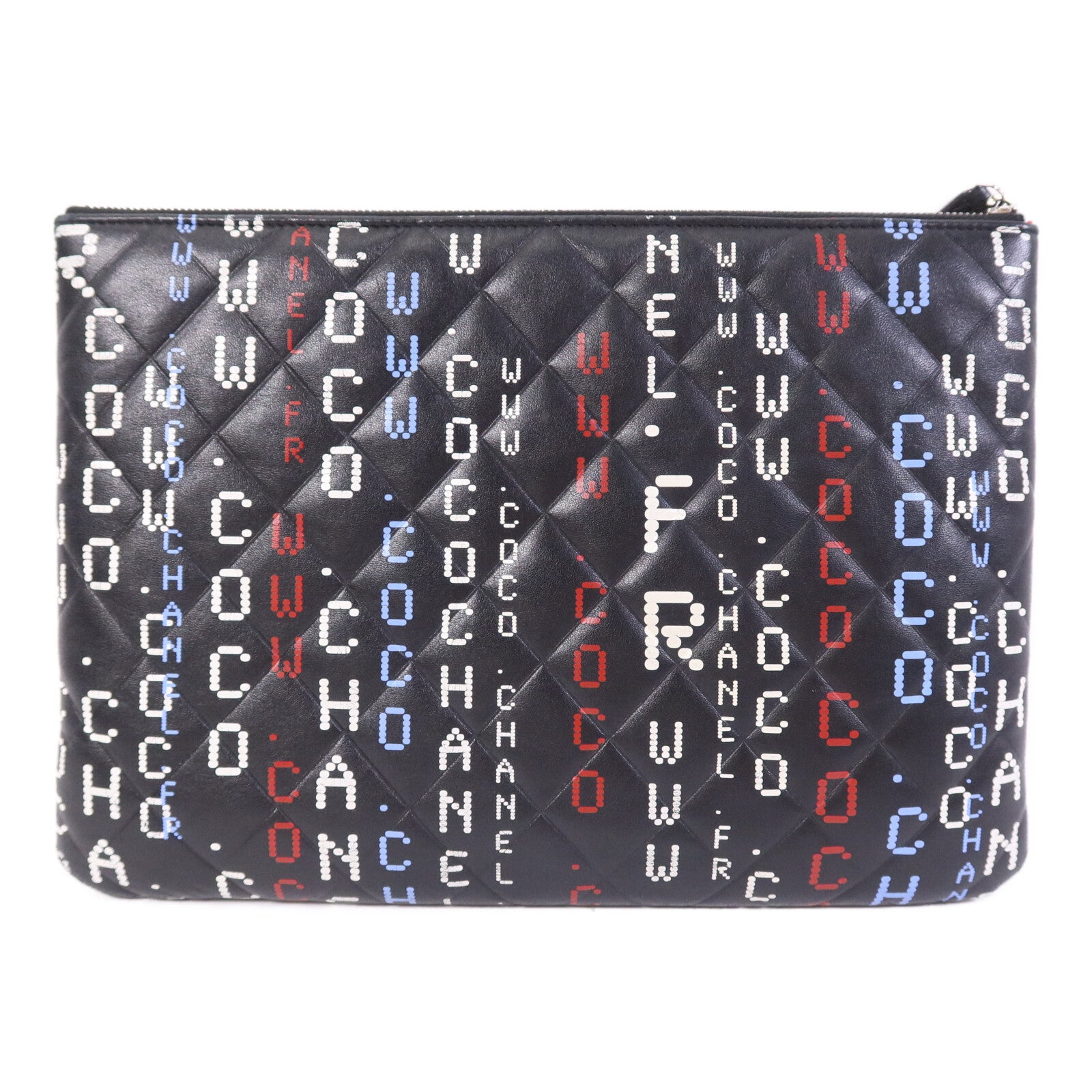 CHANEL 羊皮皮革Pouch銀扣手拿包