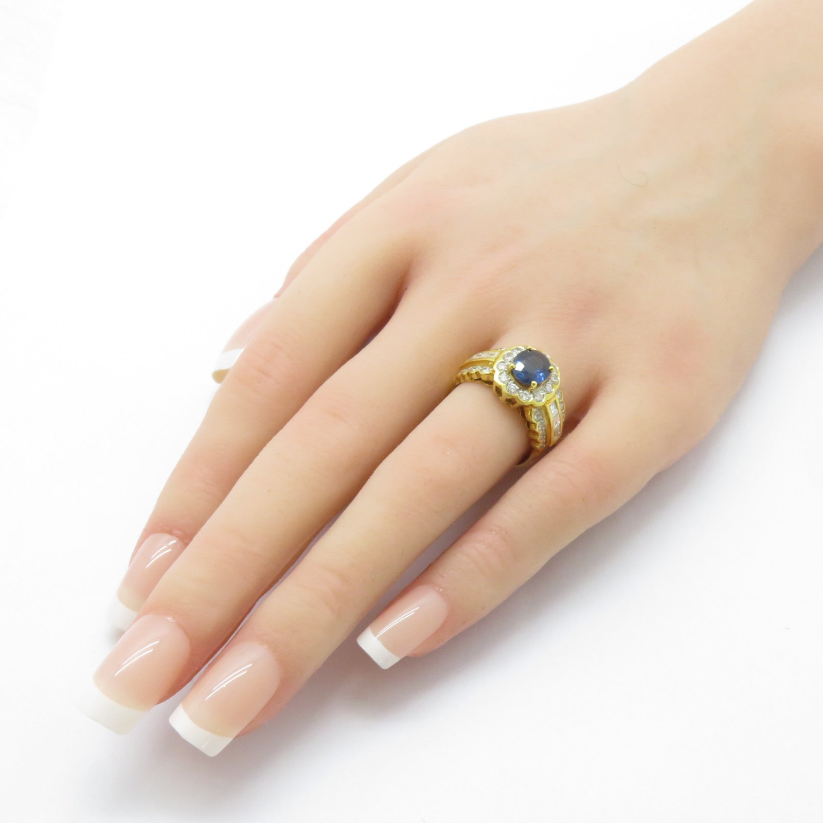 JEWELRY 【激減優惠】18K黃金Sapphire Ring 1.53ct藍寶石/1.11ct鑽石戒指US#7
