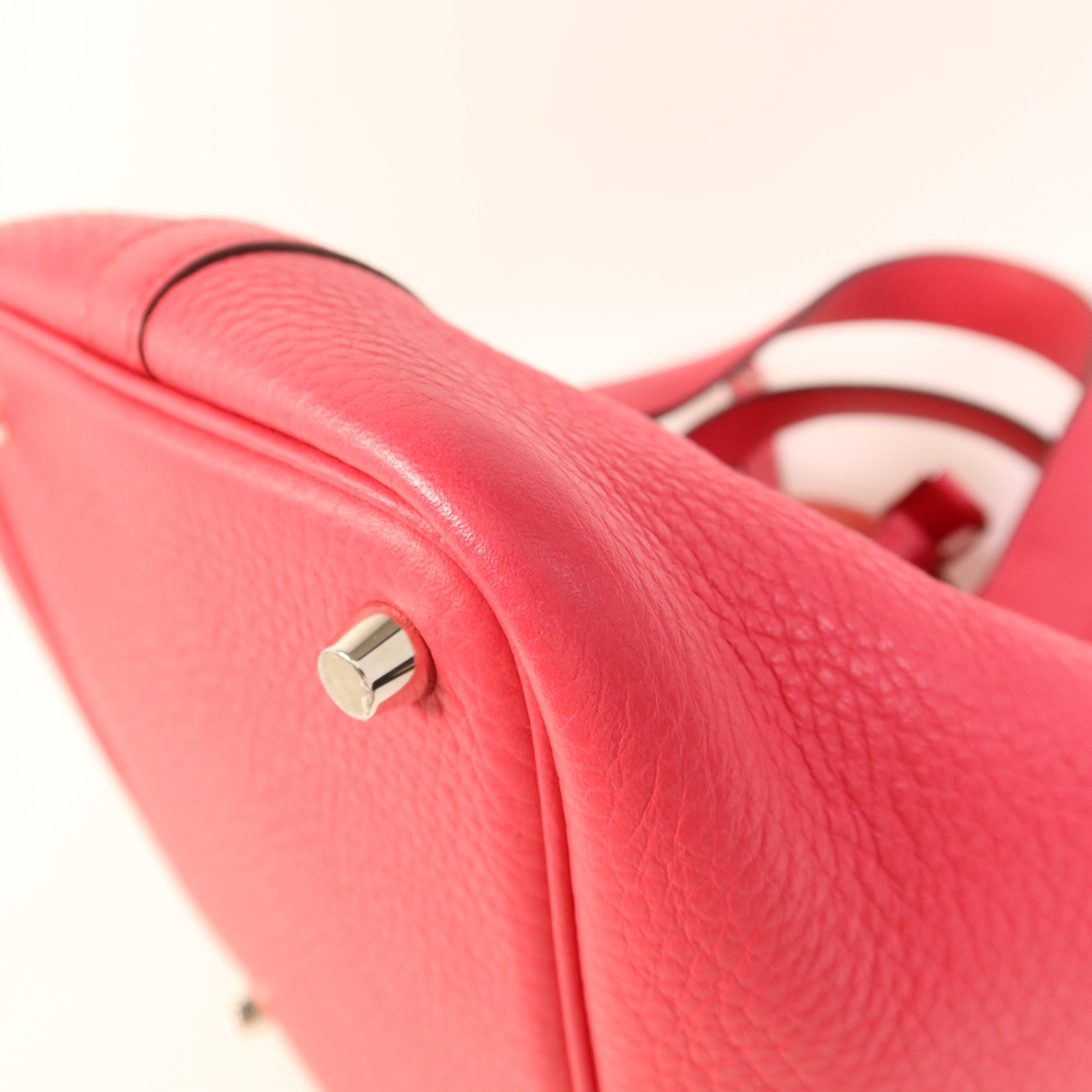 HERMES Clemence皮革Picotin PM銀扣手挽袋Rose Mexico