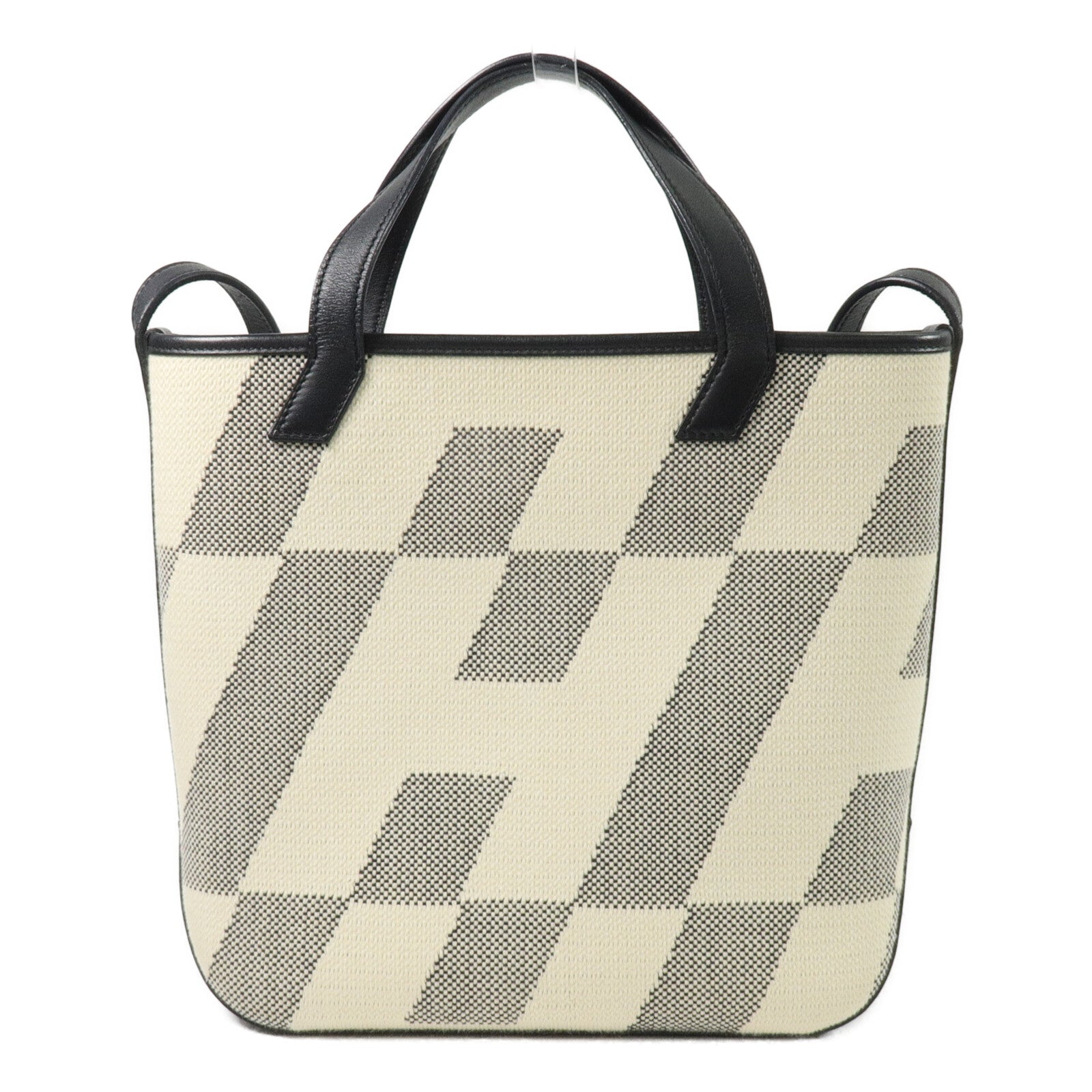 HERMES 帆布Cabas H En Biais 27手挽肩背兩用袋Noir