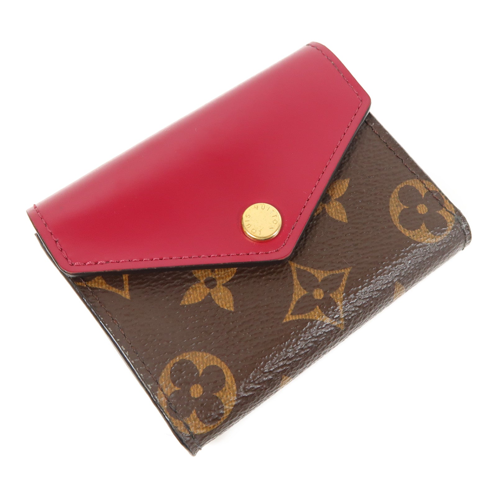 LOUIS VUITTON Monogram Wallet金扣錢包棕色/紅色