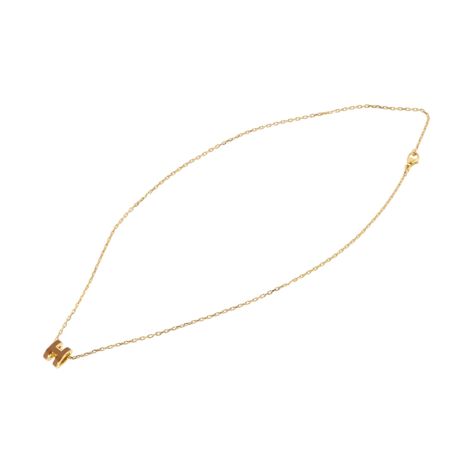 HERMES 金屬/琺瑯Mini Pop H項鏈Marron Glace