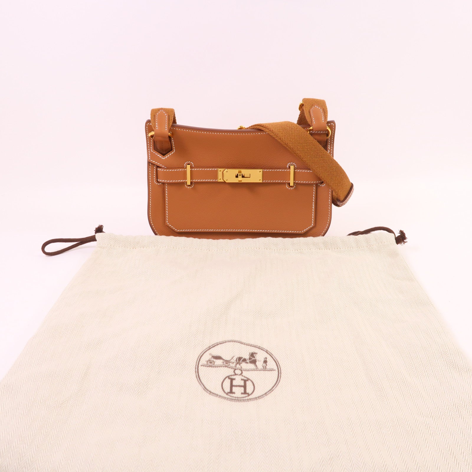 HERMES Evercolor皮革Jypsiere Mini金扣肩背袋Gold