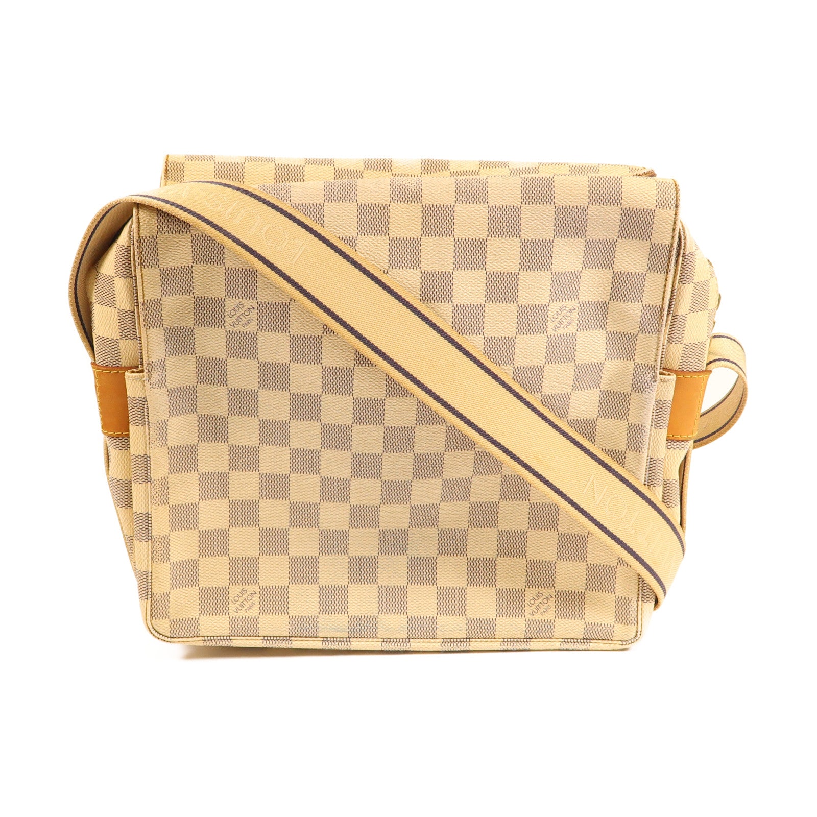 LOUIS VUITTON Damier Azur Naviglio金扣肩背袋